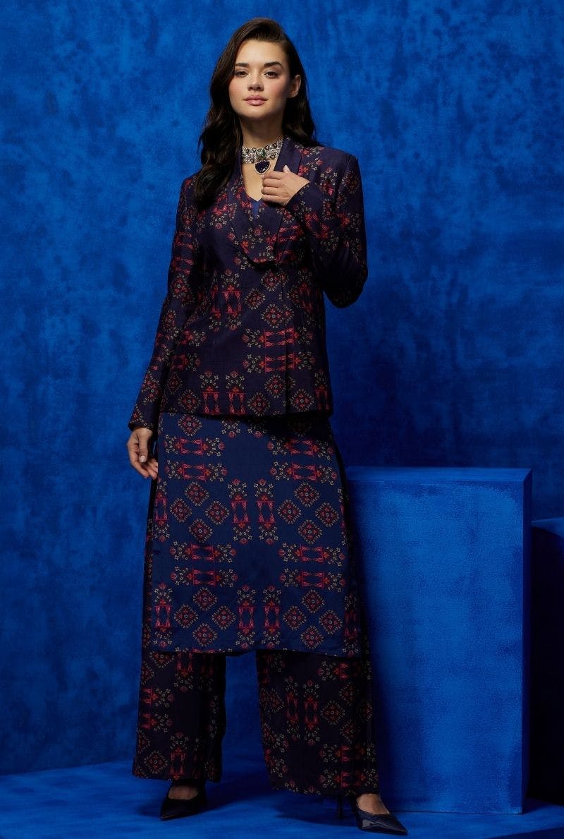 Thumbnail preview #0 for Tapestry- Long Tunic with Pleated Trouser with Blazer