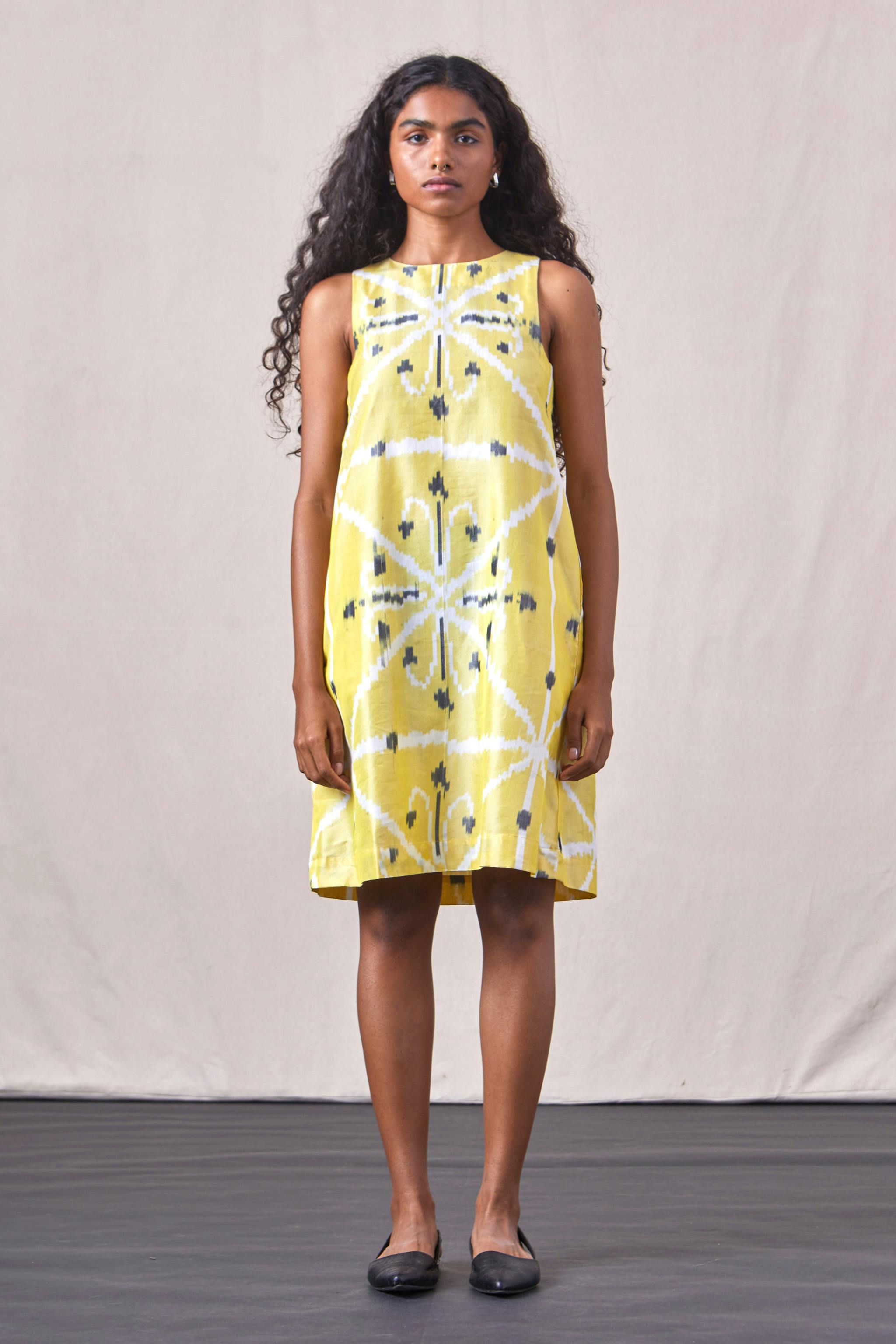 Kalai - Ikat Dress Yellow, a product by The Summer House