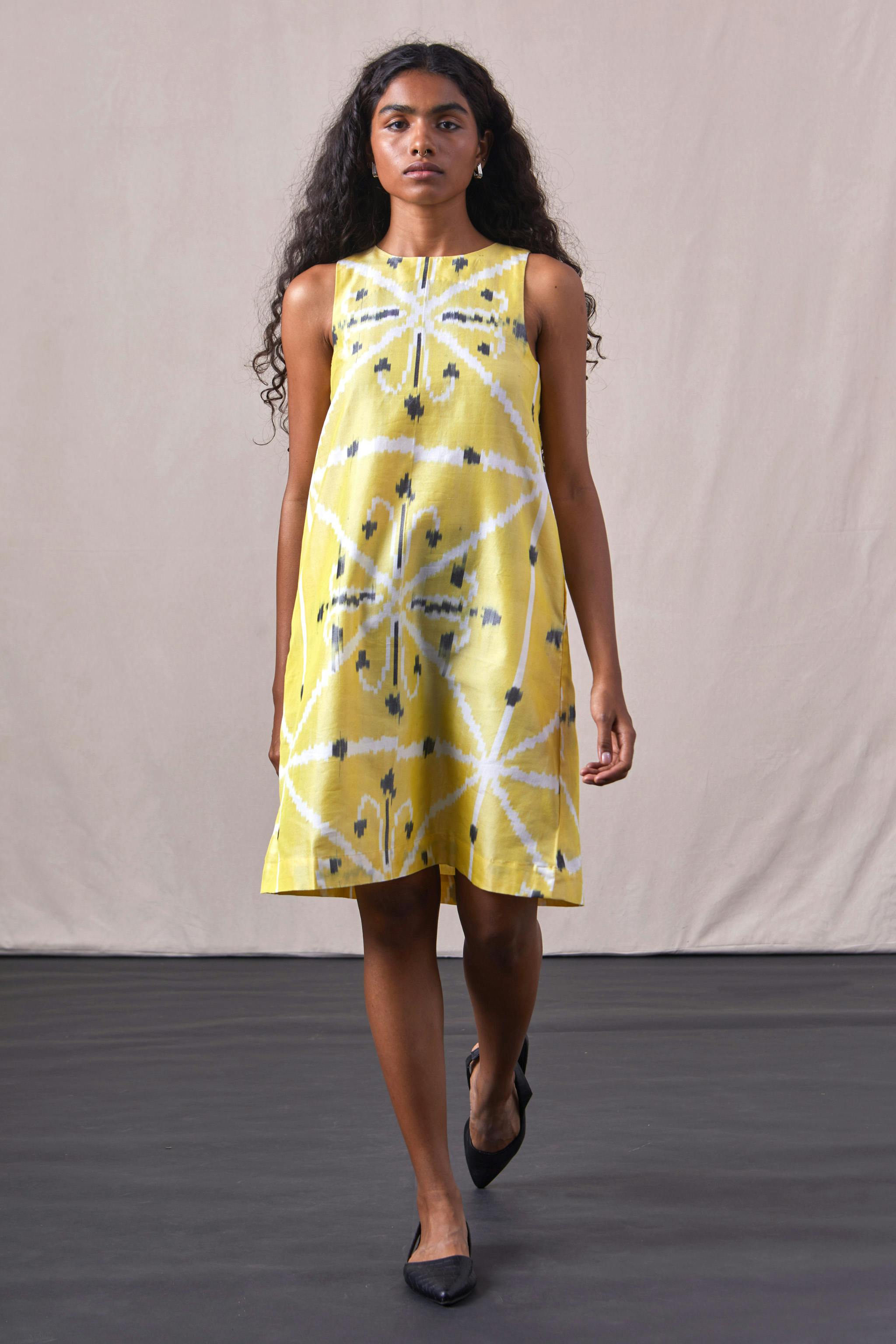Thumbnail preview #3 for Kalai - Ikat Dress Yellow