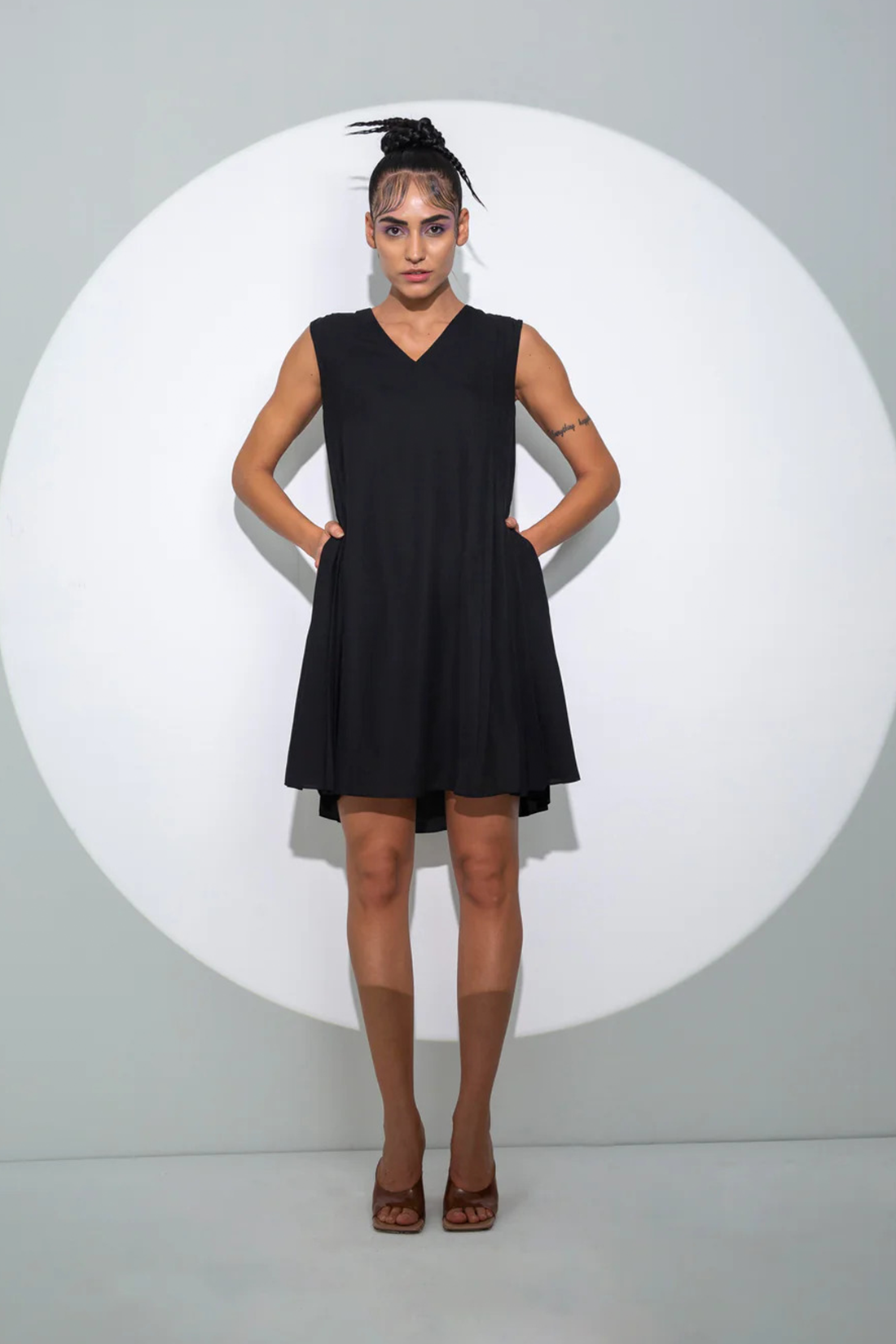 A-line dress with side pleats, a product by Pocketful Of Cherrie