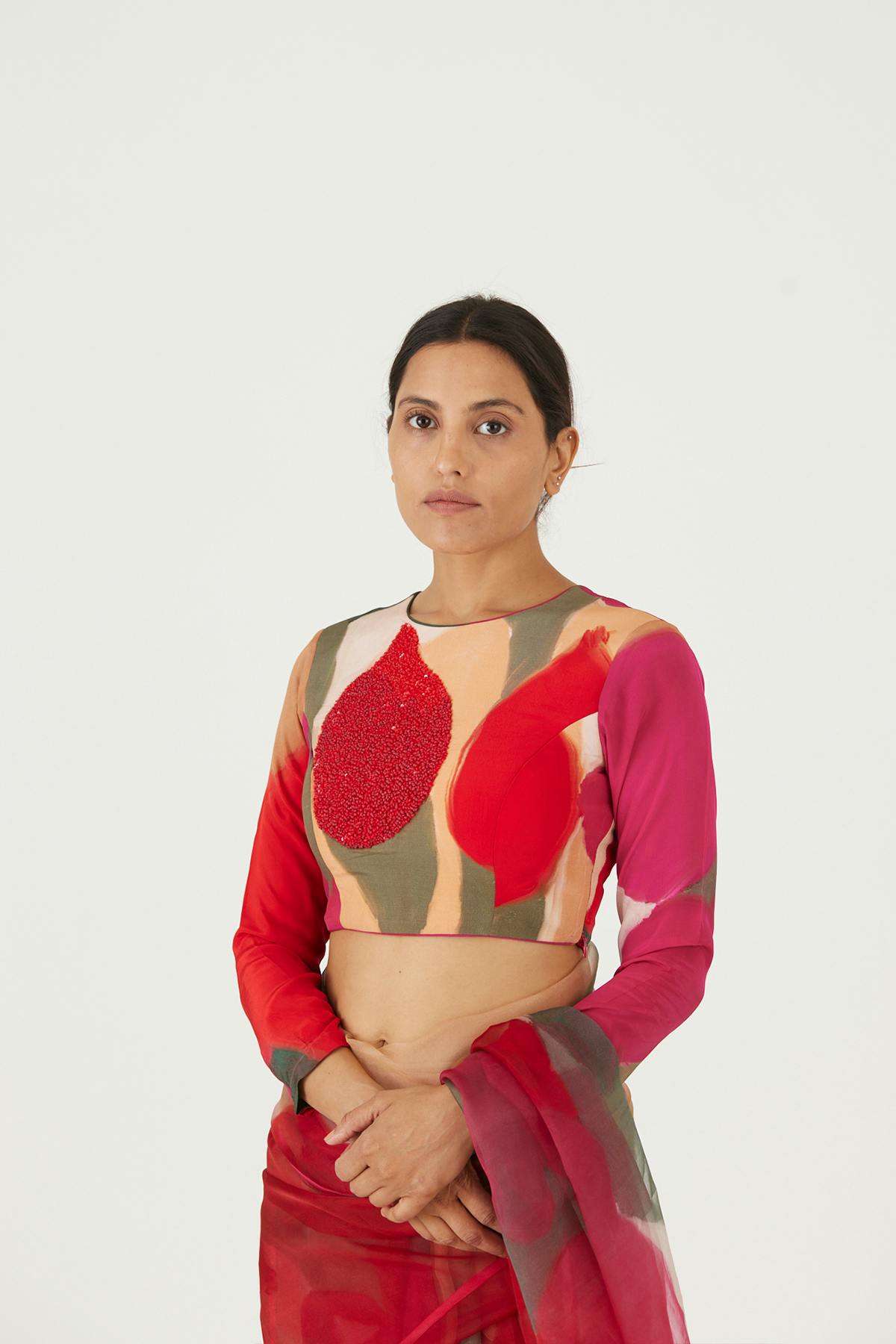 Additional image of LEI LANI RED EMBROIDERED BLOUSE, a product by Yam India