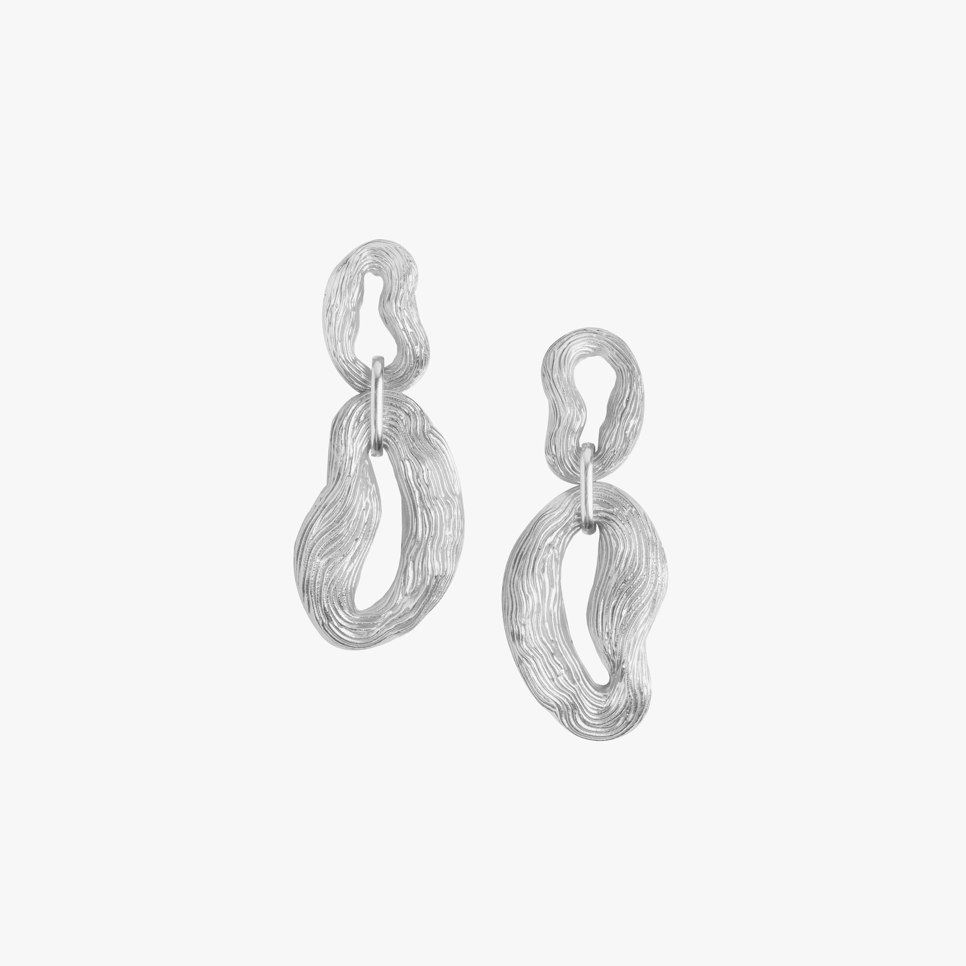 Thumbnail preview #0 for KNOTTY PINE EARRINGS SILVER TONE 