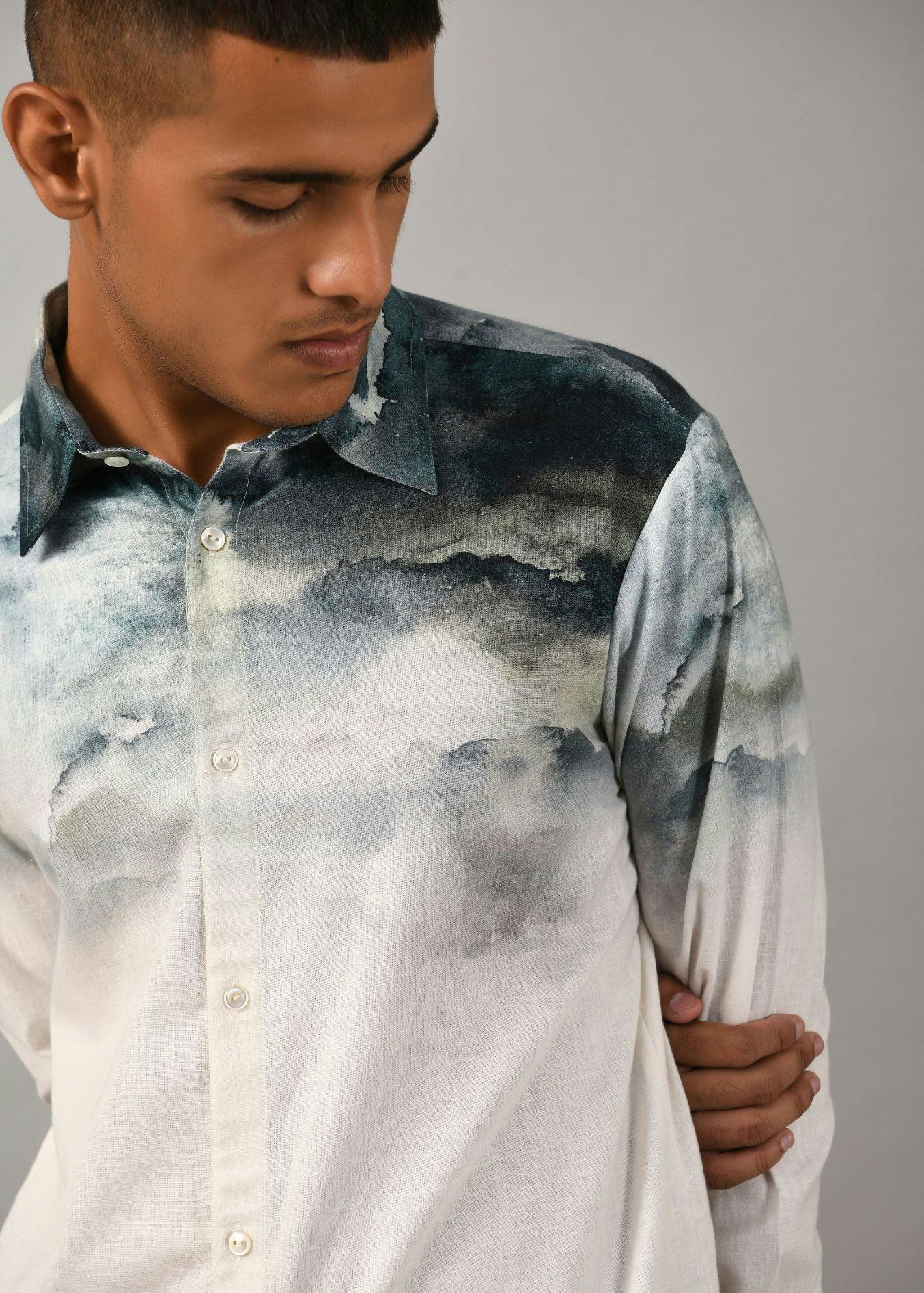 Thumbnail preview #1 for Camouflaged Clouds Placement Shirt
