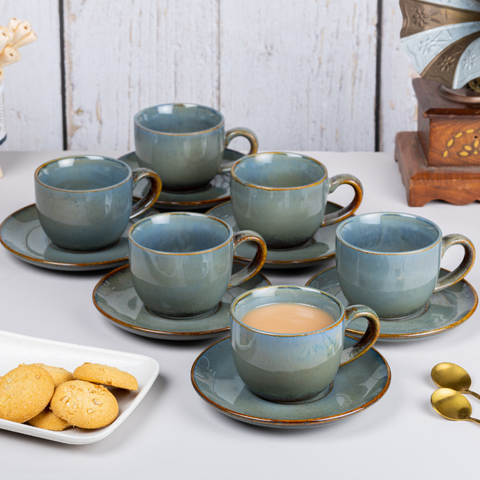 Grey Color Cup and Saucer, a product by The Golden Theory