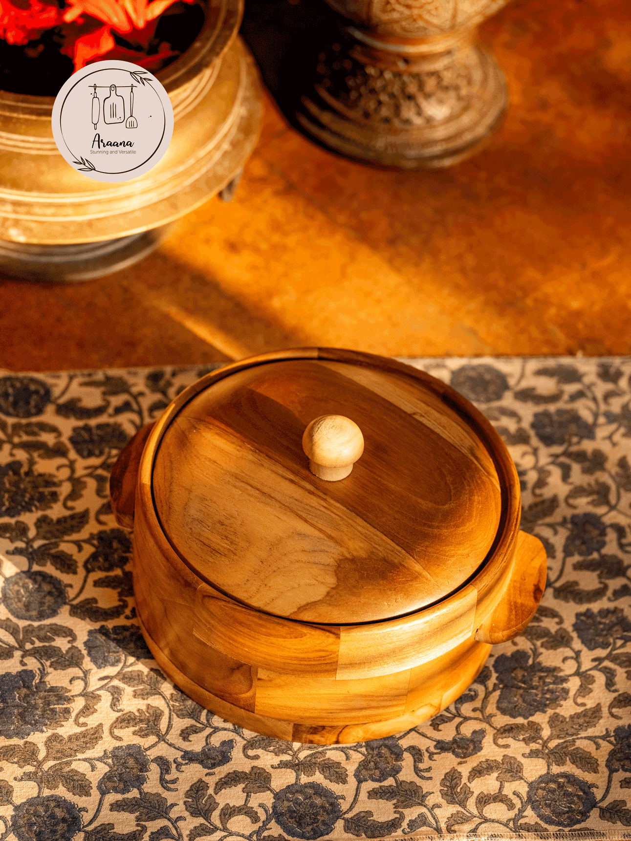 Kapish - Attractive wooden chapati box, a product by Araana Homes