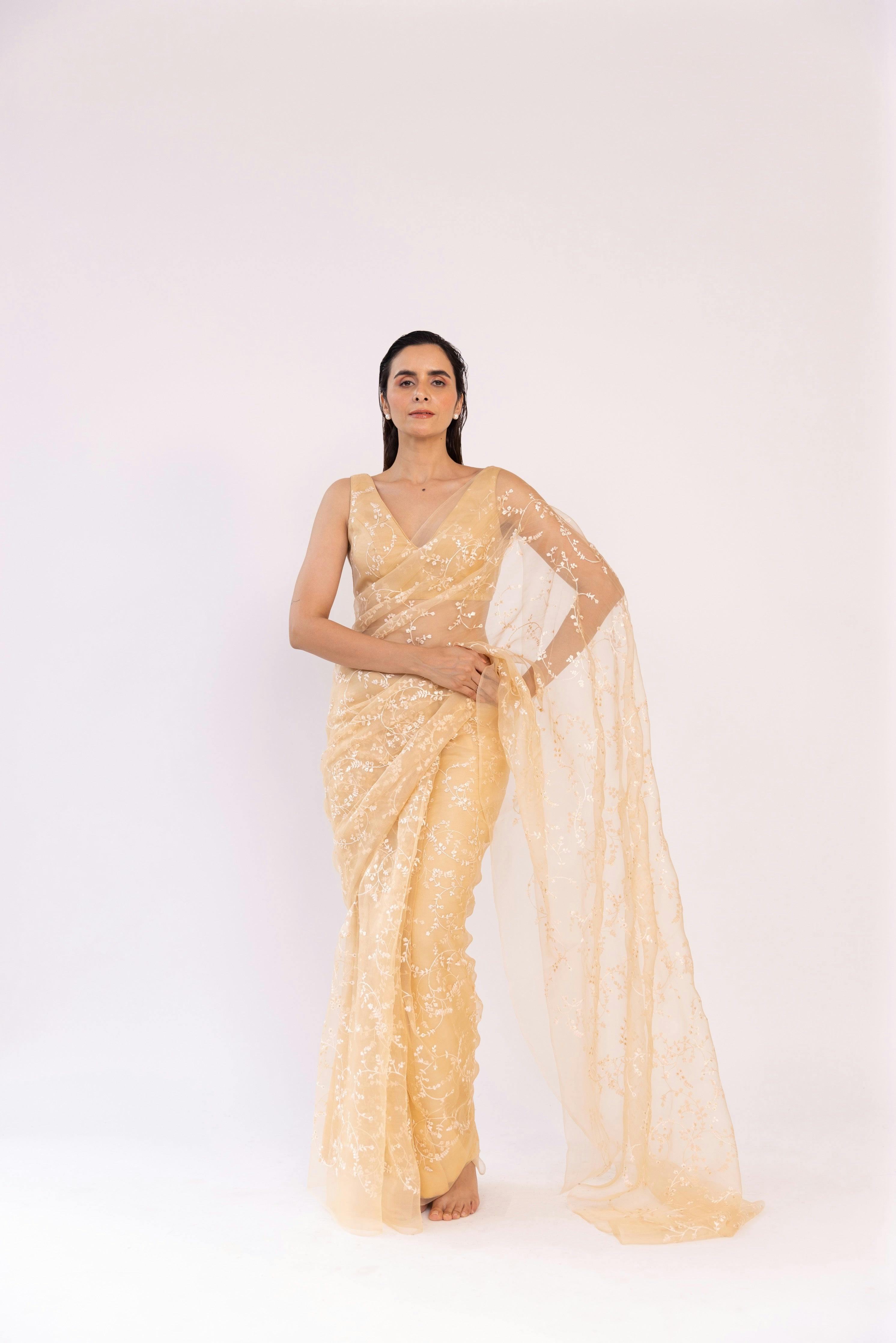 Beeja Silk Organza Embroidered Saree, a product by Shaakha