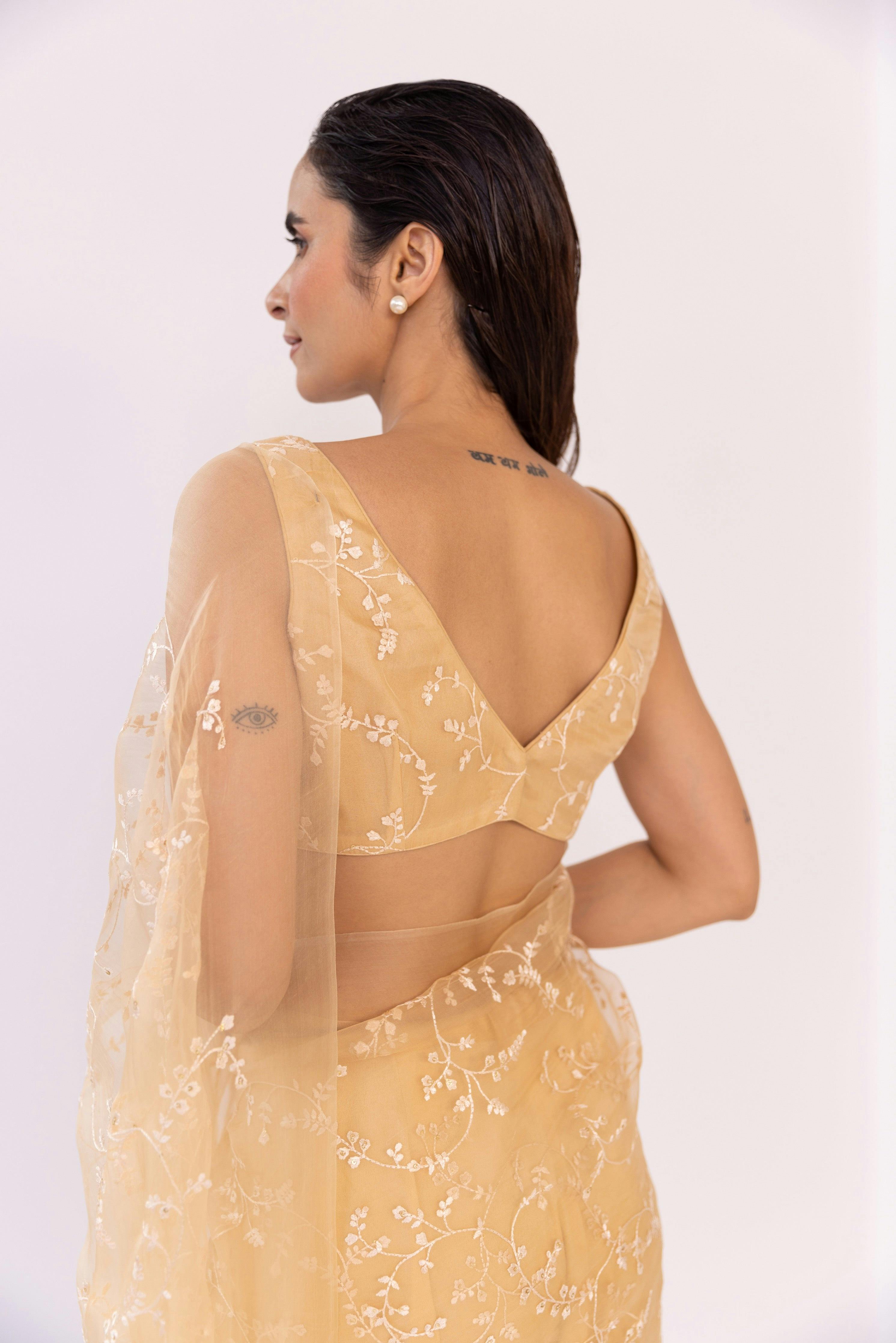 Thumbnail preview #4 for Beeja Silk Organza Embroidered Saree