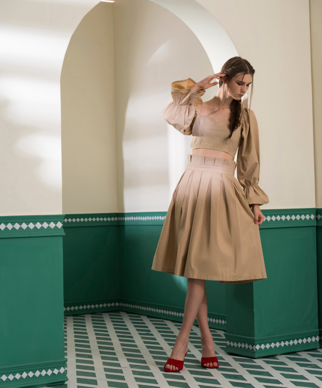 VICTORIA SKIRT - BEIGE, a product by Kelby Huston