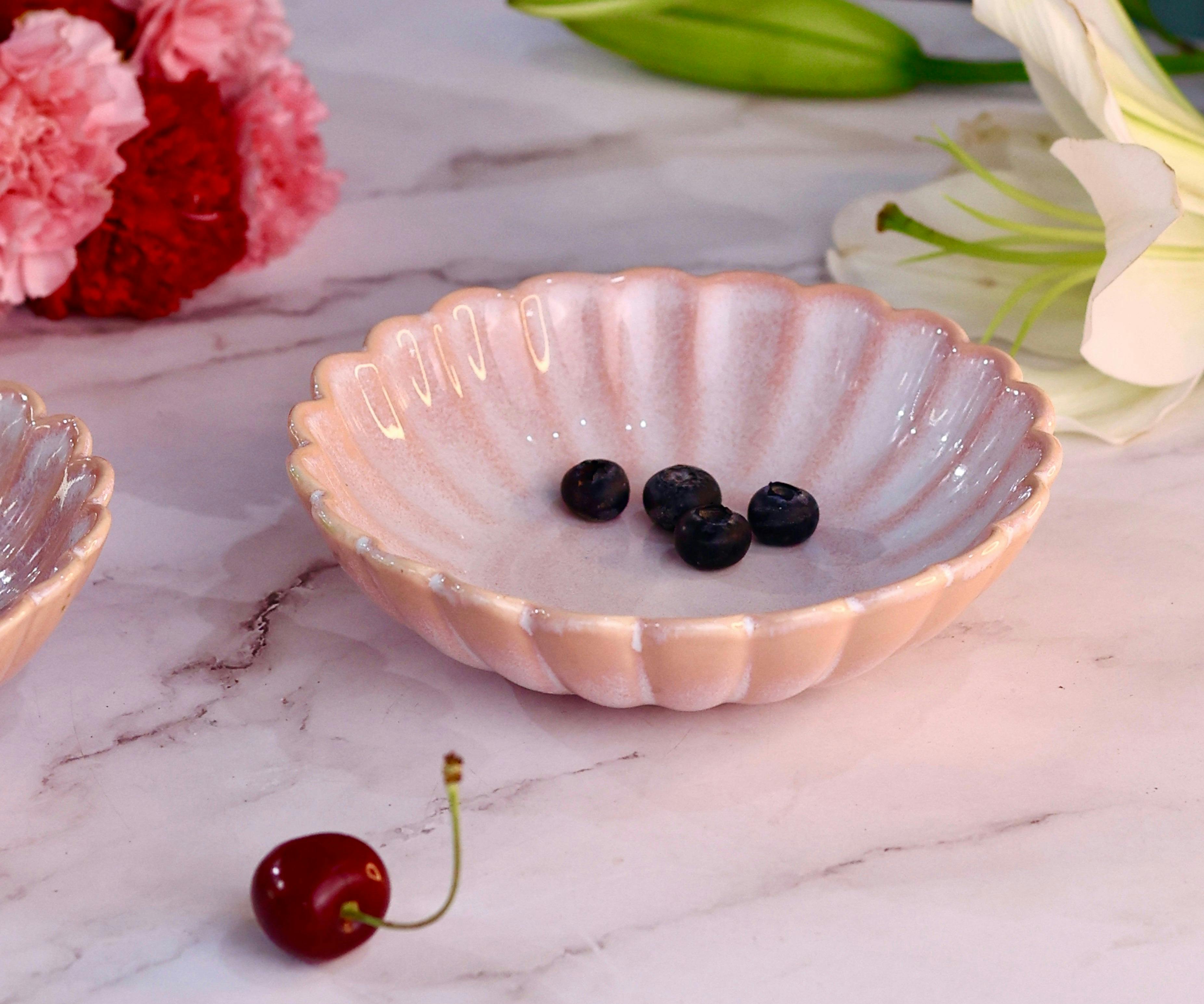 Pink Scalloped Shallow Bowl, a product by Olive Home accent