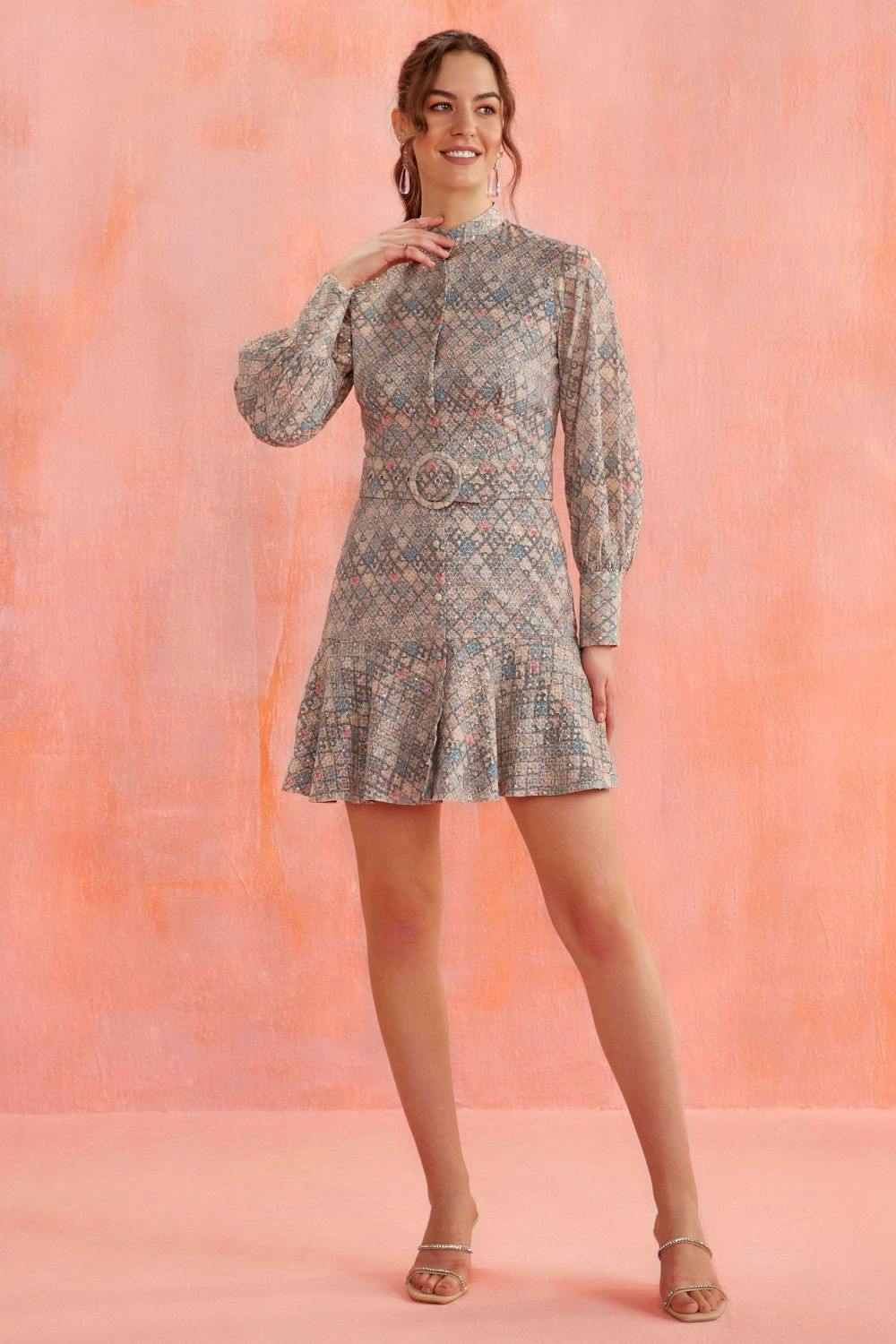 Leonie Geometric Print Shirt Dress, a product by Belucci