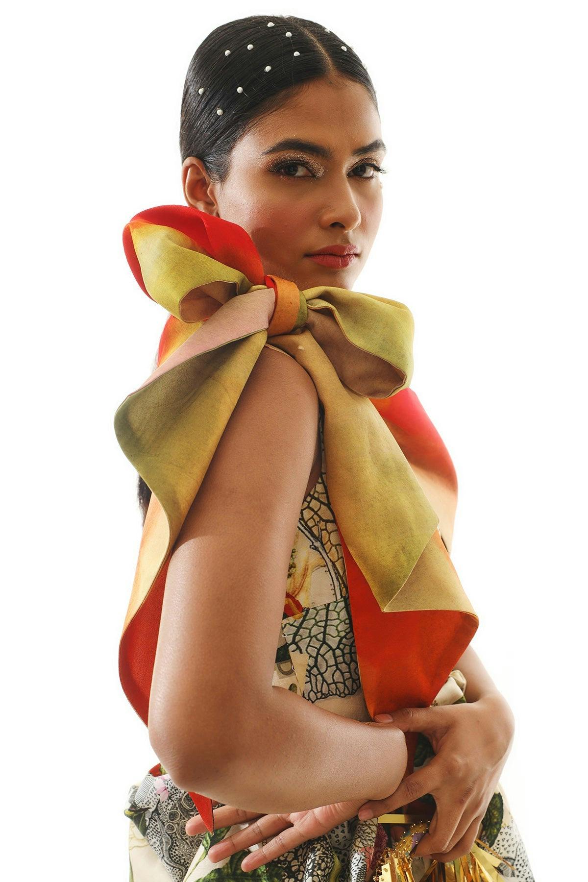 Thumbnail preview #7 for Prerna Mehra in  One Shoulder Printed Bow Dress
