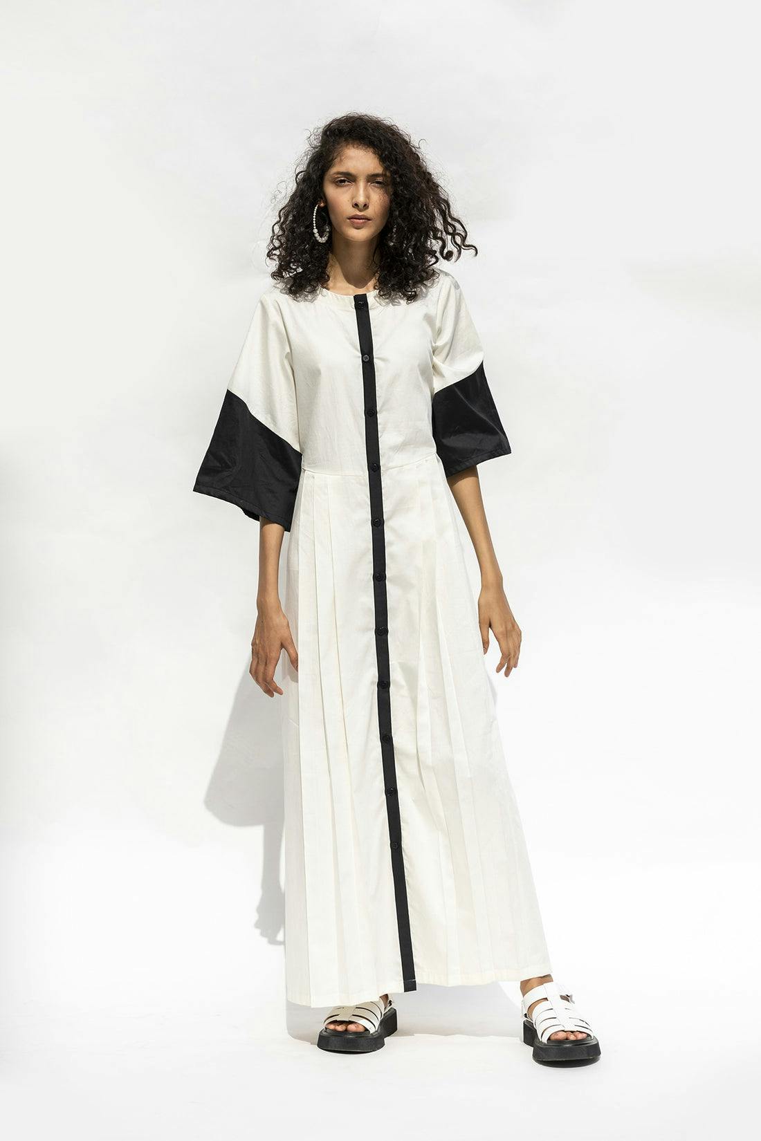 Panelled Cotton Dress with Pleats, a product by Corpora Studio
