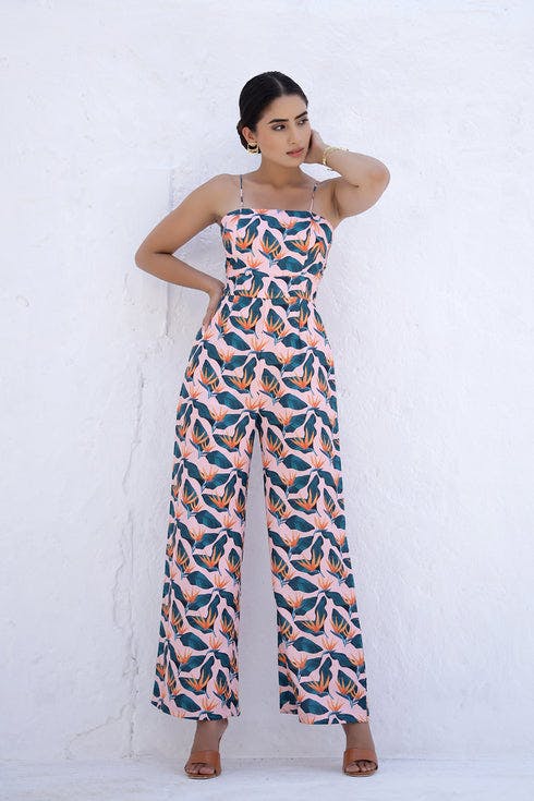 PRESLEY - Tropical Back Tie Jumpsuit, a product by AlterEgoIndia