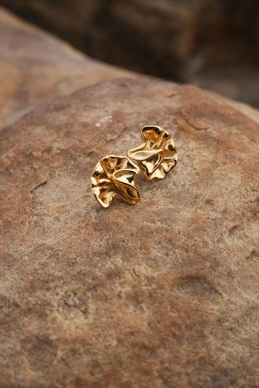 Thumbnail preview #1 for Aiko Statement Flower Gold Earrings