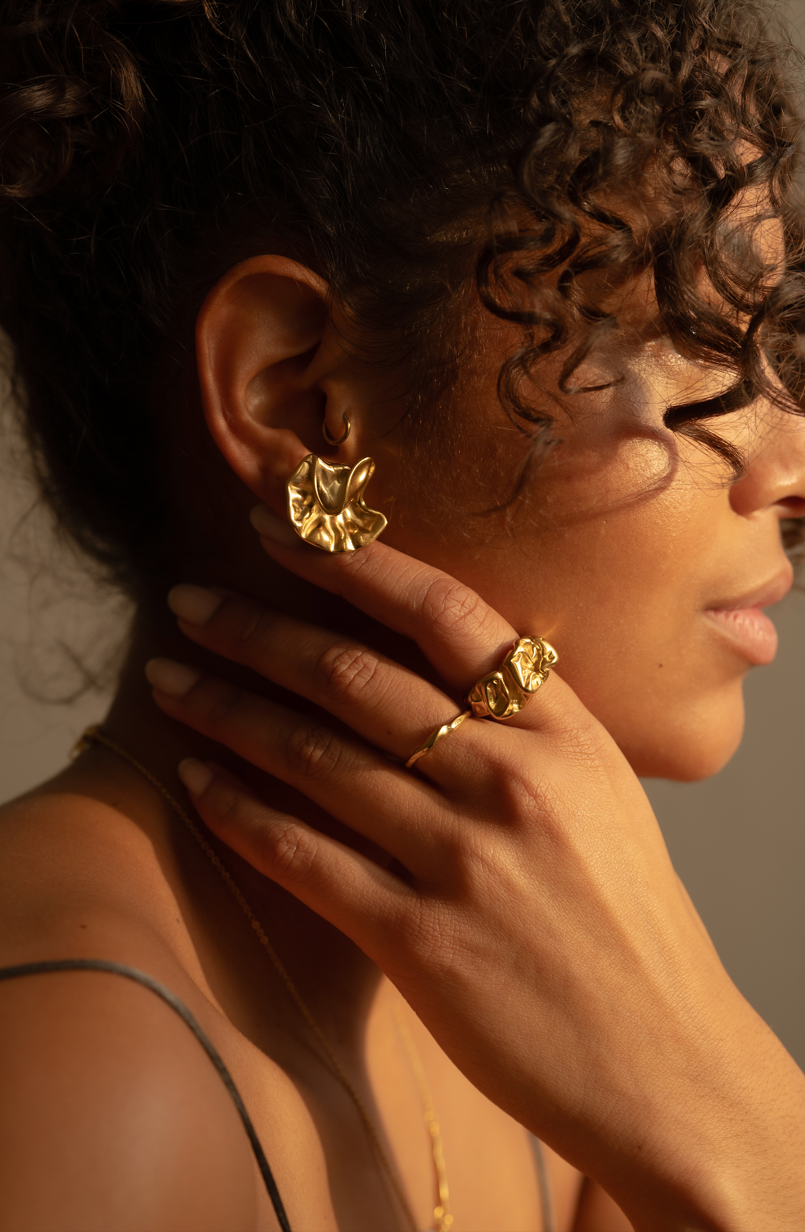 Thumbnail preview #0 for Aiko Statement Flower Gold Earrings
