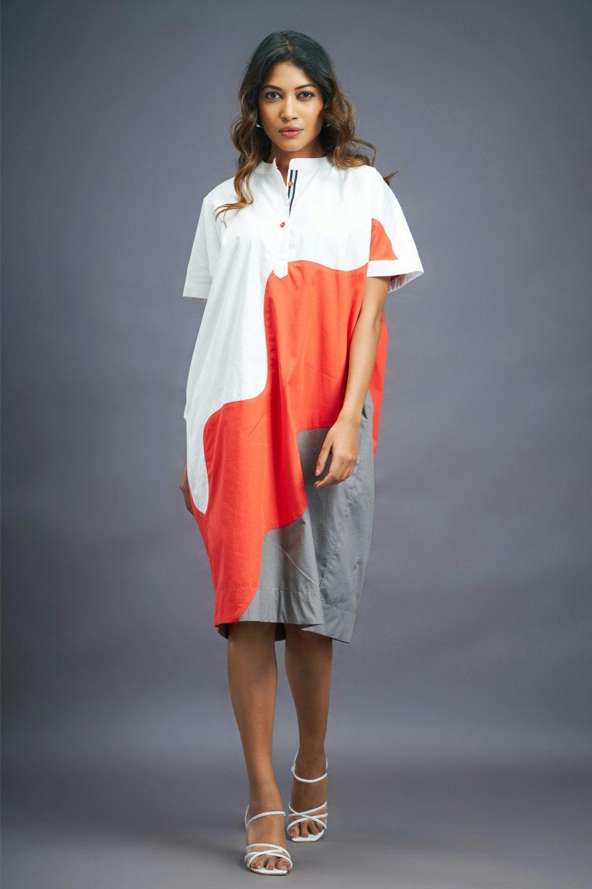 White Orange Shift Dress, a product by Deepika Arora