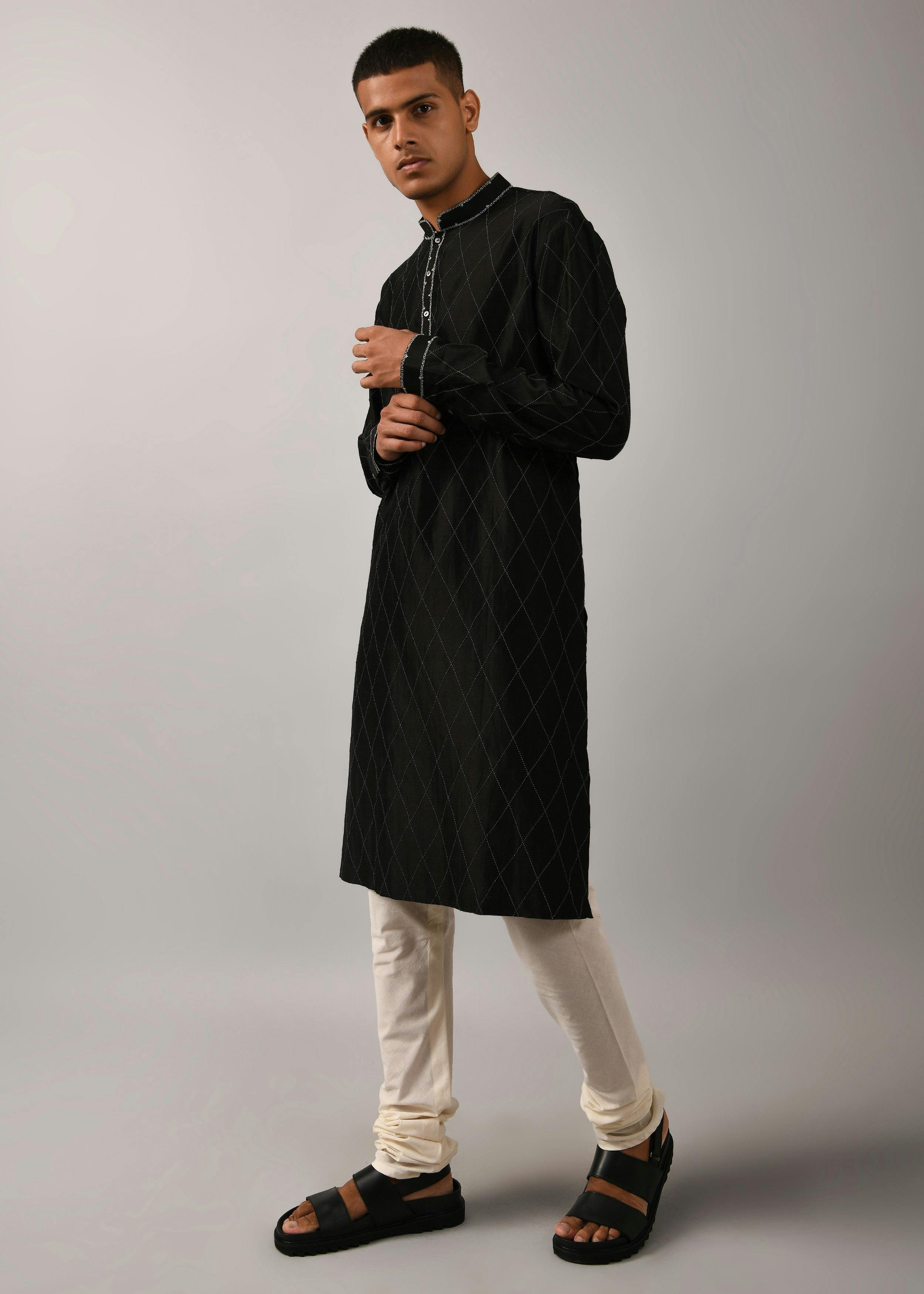 Diamond Quilt Pattern Kurta Set, a product by Country Made