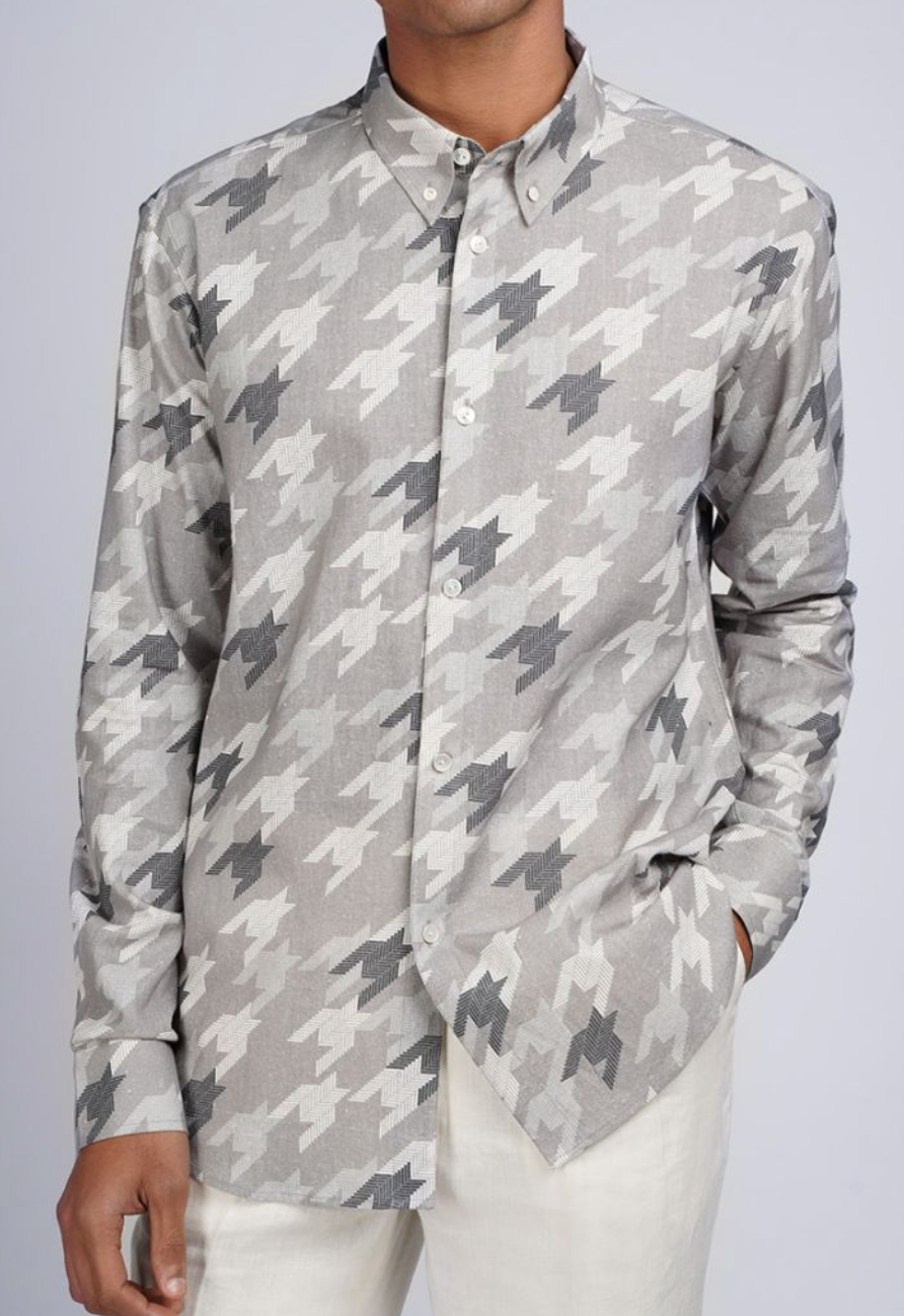 Thumbnail preview #0 for Grey Houndstooth Shirt
