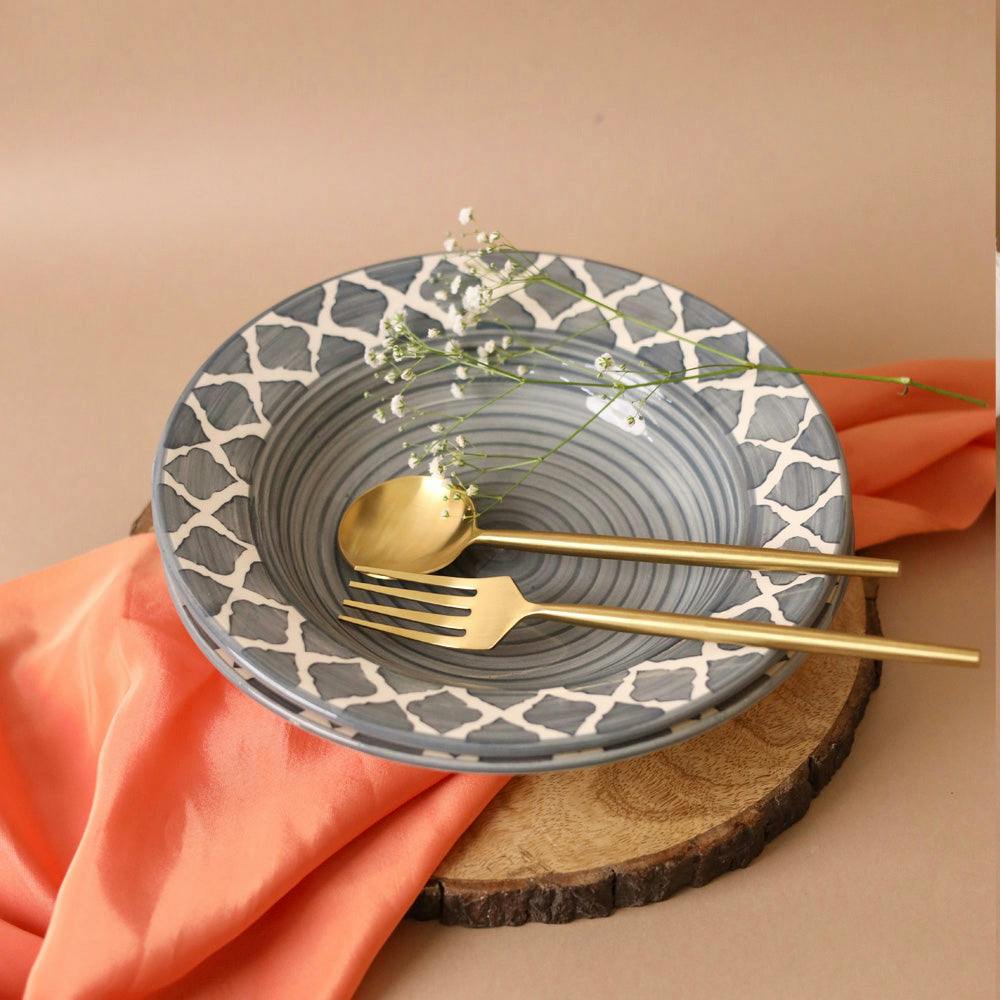 Grey Moroccan Pasta Plate Large, a product by Olive Home accent