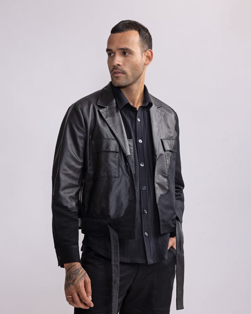 HARBOUR LEATHER PATCH SHORT JACKET, a product by Country Made