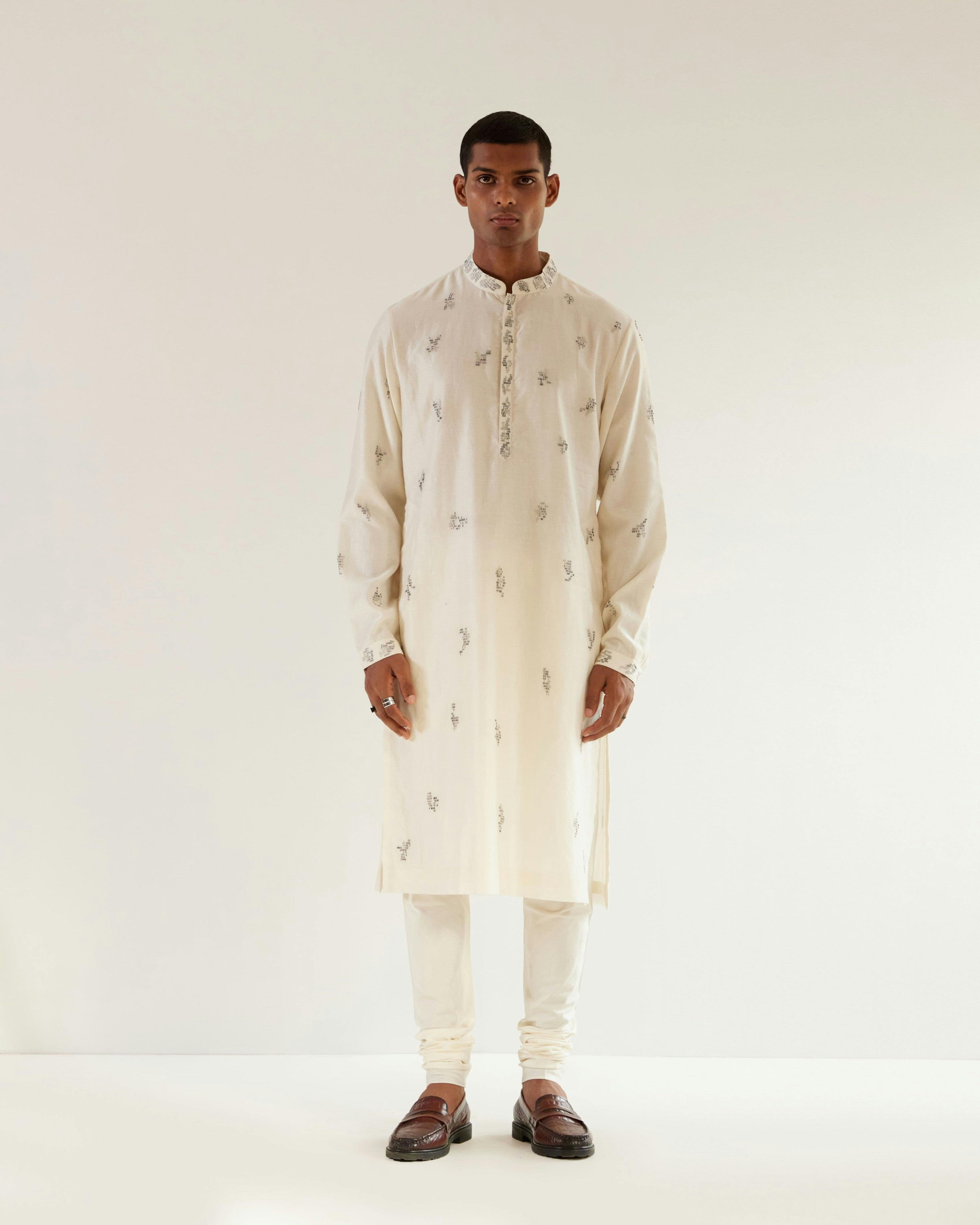 Thumbnail preview #3 for Camo Motif Hand Embroidered Kurta Set