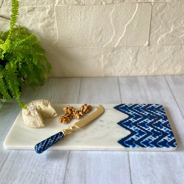 Marble Cheese Board With Cheese Knife - Bali Falls, a product by Faaya Gifting