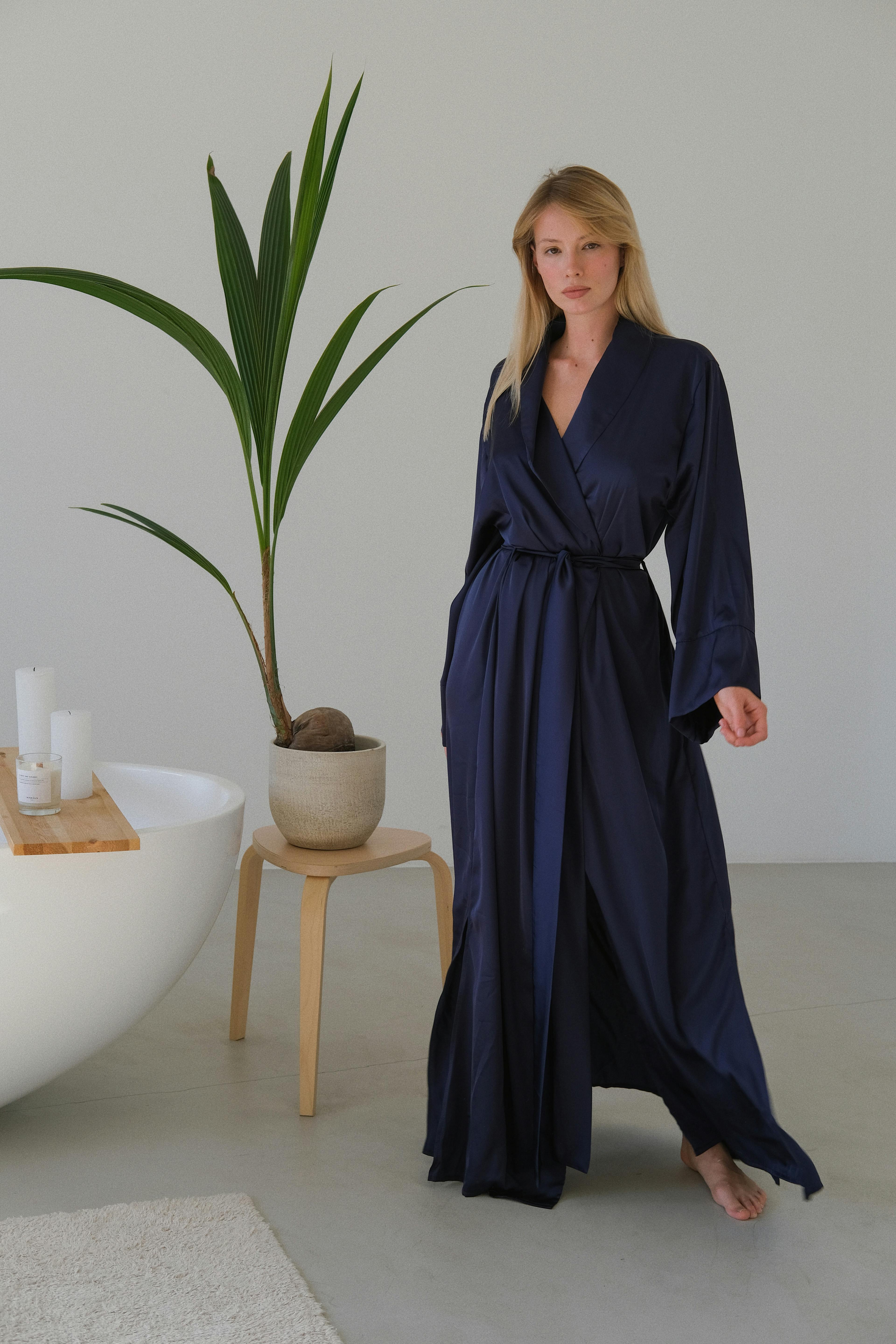 Long Silky Robe with Shawl Collar, a product by Okiya Studio