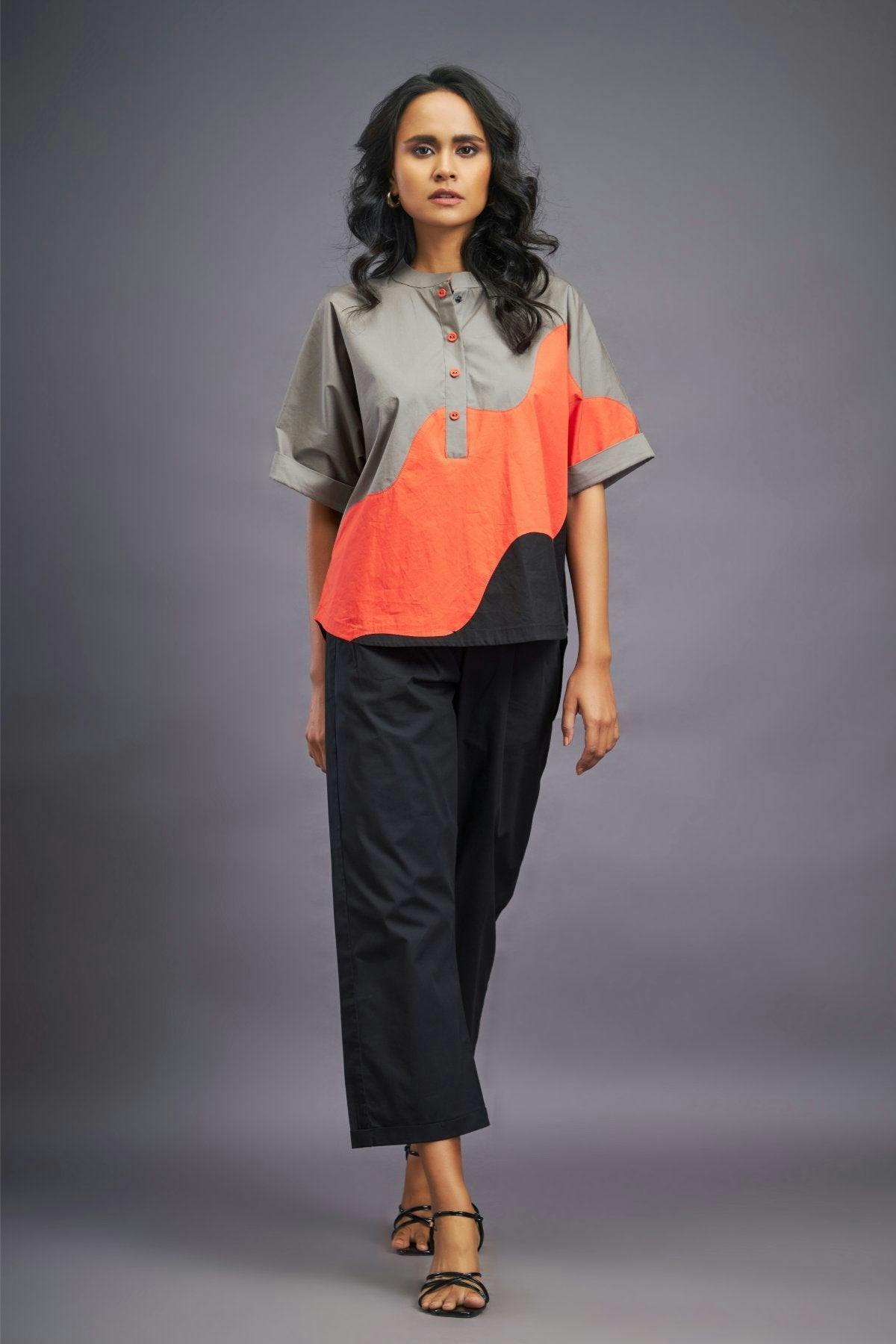 Black Orange Box Fit Shirt & Pants, a product by Deepika Arora