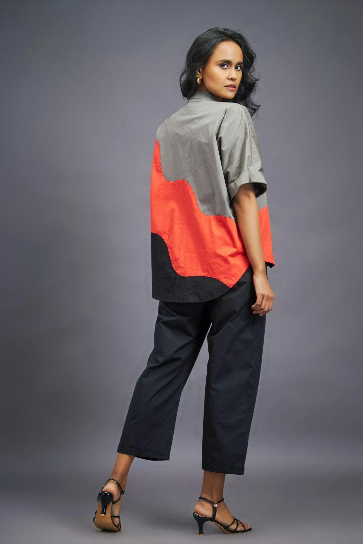 Thumbnail preview #2 for BB-1108-OG - Black Orange Box Fit Shirt & Pants