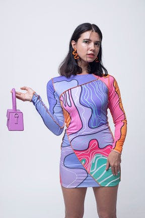DRUNK IN SPACE BODYCON DRESS, a product by Sazo