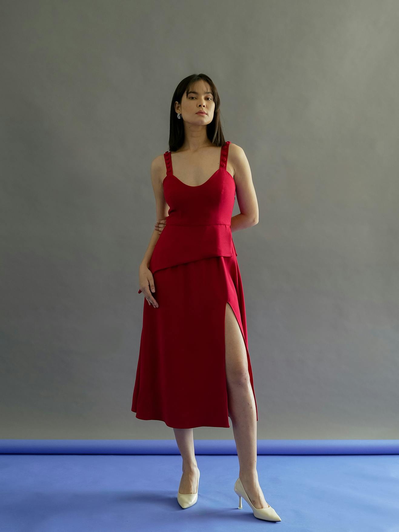 Red slit dress , a product by Kritika Madan