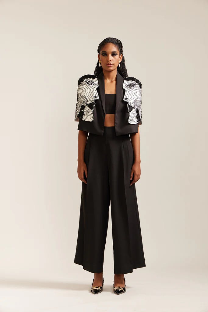 2 FACE BLACK & CREAM JACKET CO-ORD, a product by Mini Sondhi