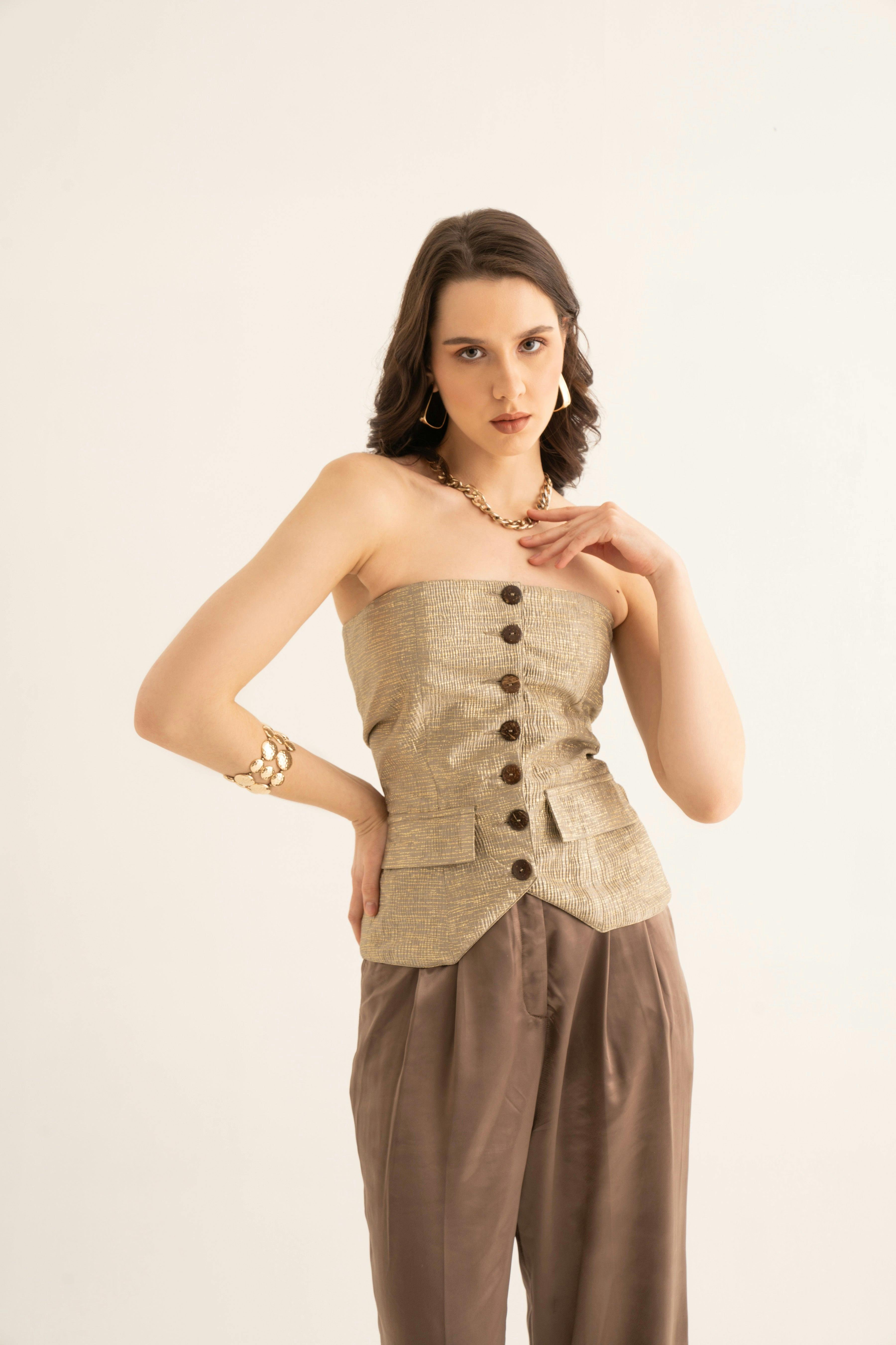 Brown Foil Tube Waistcoat, a product by Torqadorn