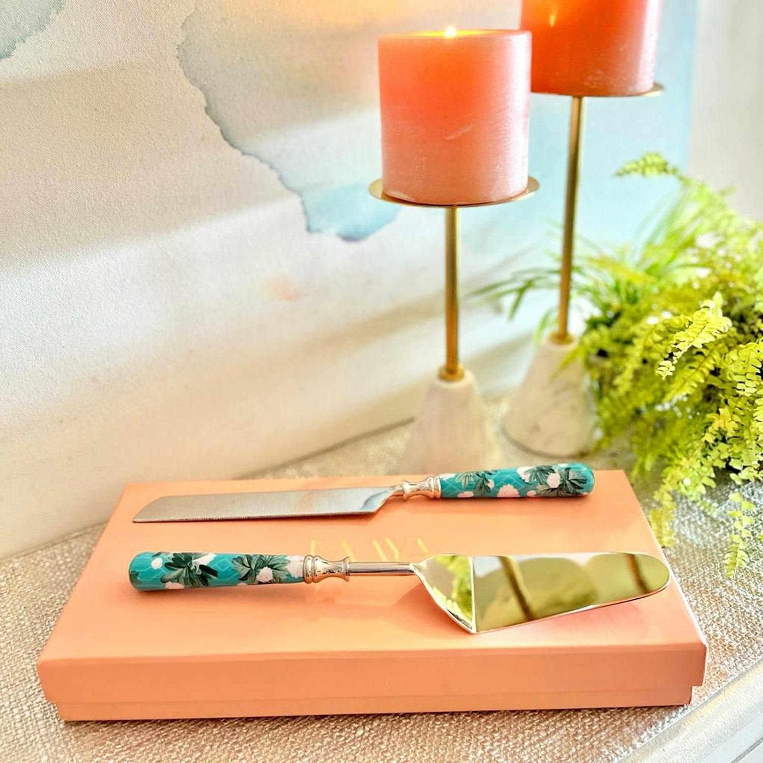 Cake Server & Knife Duo - Chilean Deco, a product by Faaya Gifting