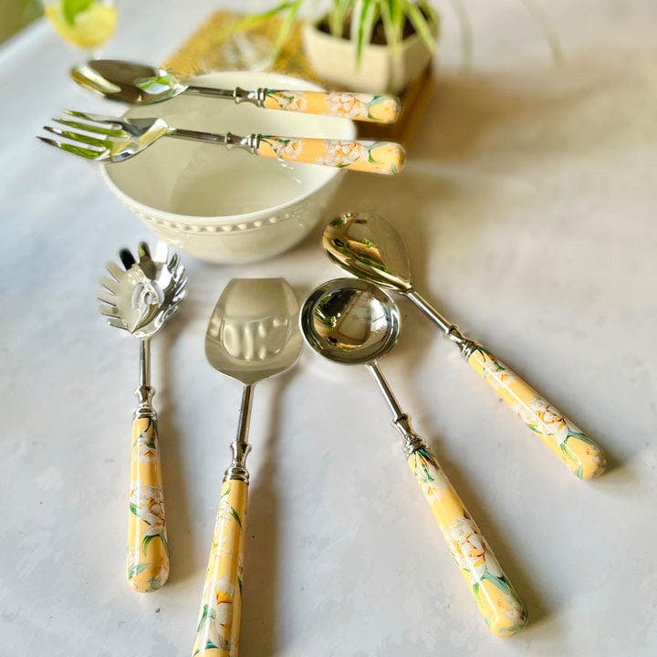 Serving Spoons, Set Of 6  - Lisbon Lemon, a product by Faaya Gifting
