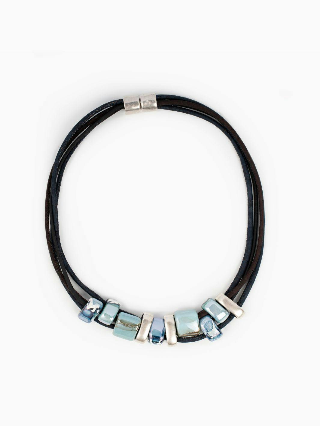 Oceans Necklace In Cork and Ceramic Stones, a product by FOReT®
