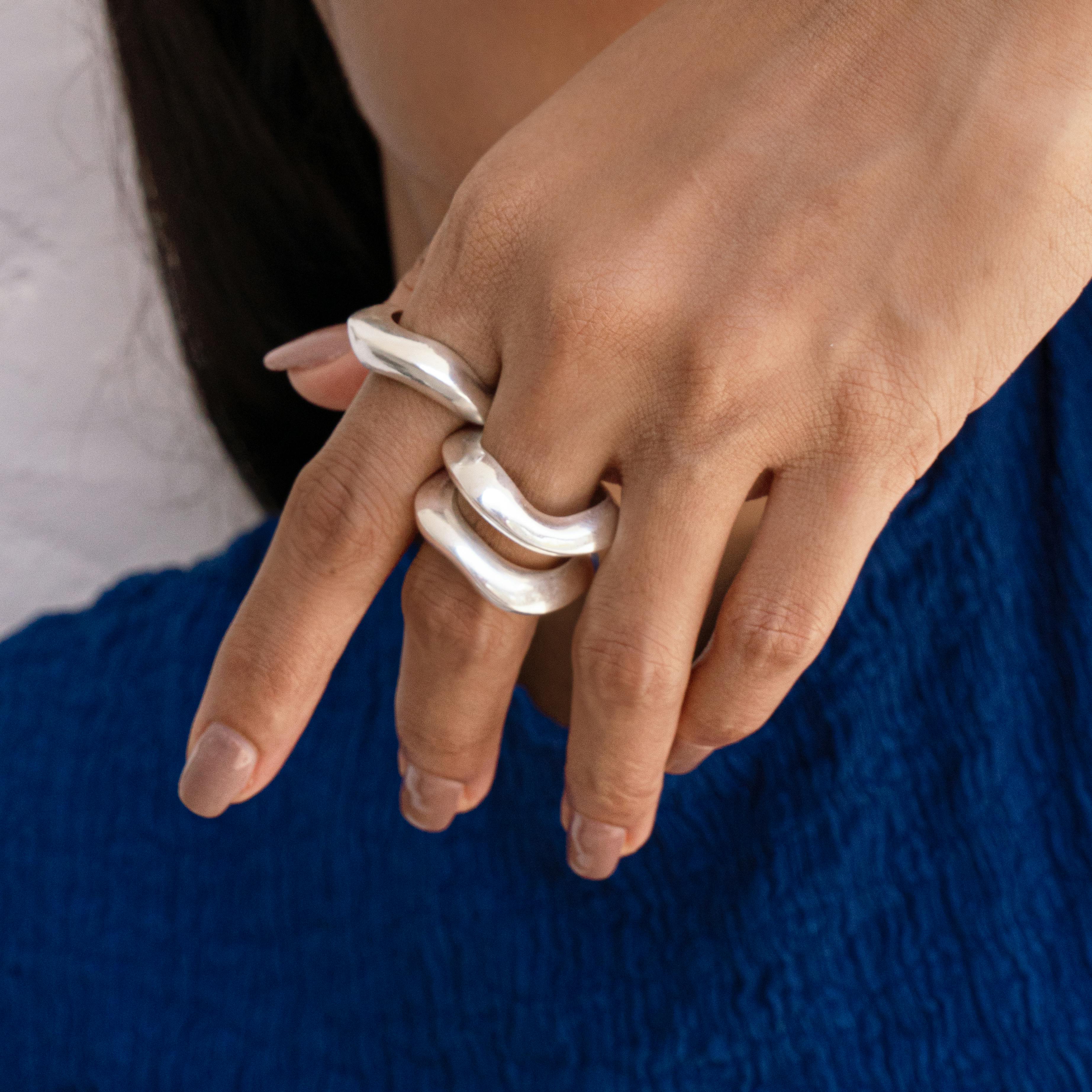 WAVE RING - SILVER TONE, a product by Equiivalence