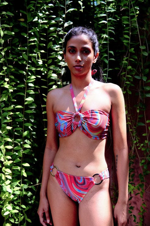 Thumbnail preview #0 for Cayenne Wave Ring Bikini Top with Removable Halter String