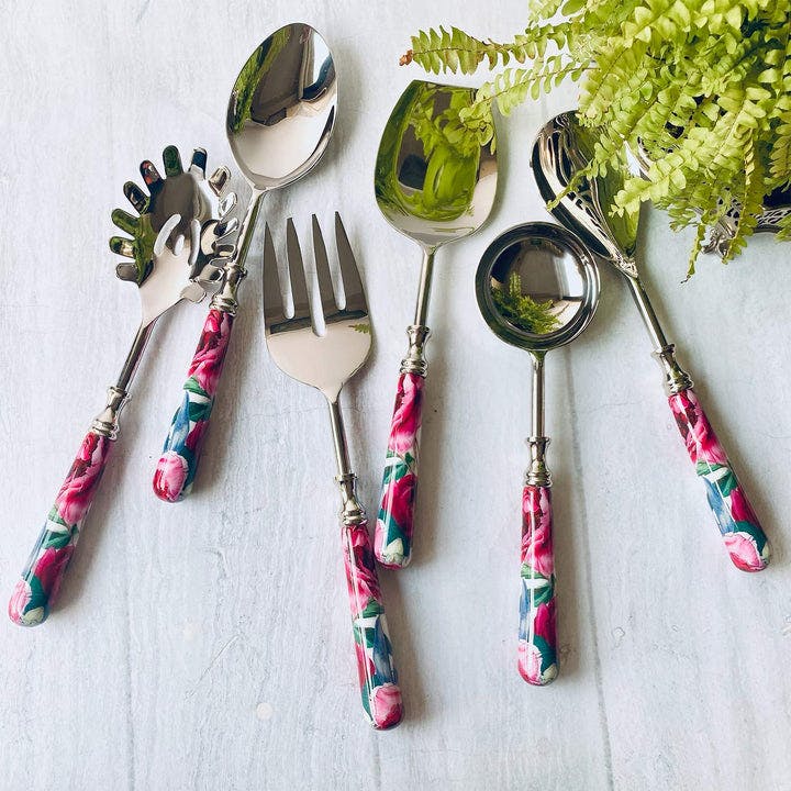 Serving Spoons, Set Of 6 - Tudor Blooms, a product by Faaya Gifting