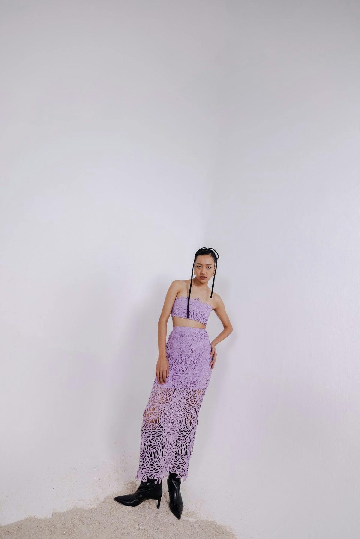 PETRA LILAC TUBE BANDEAU & PENCIL FIT LONG SKIRT, a product by July Issue