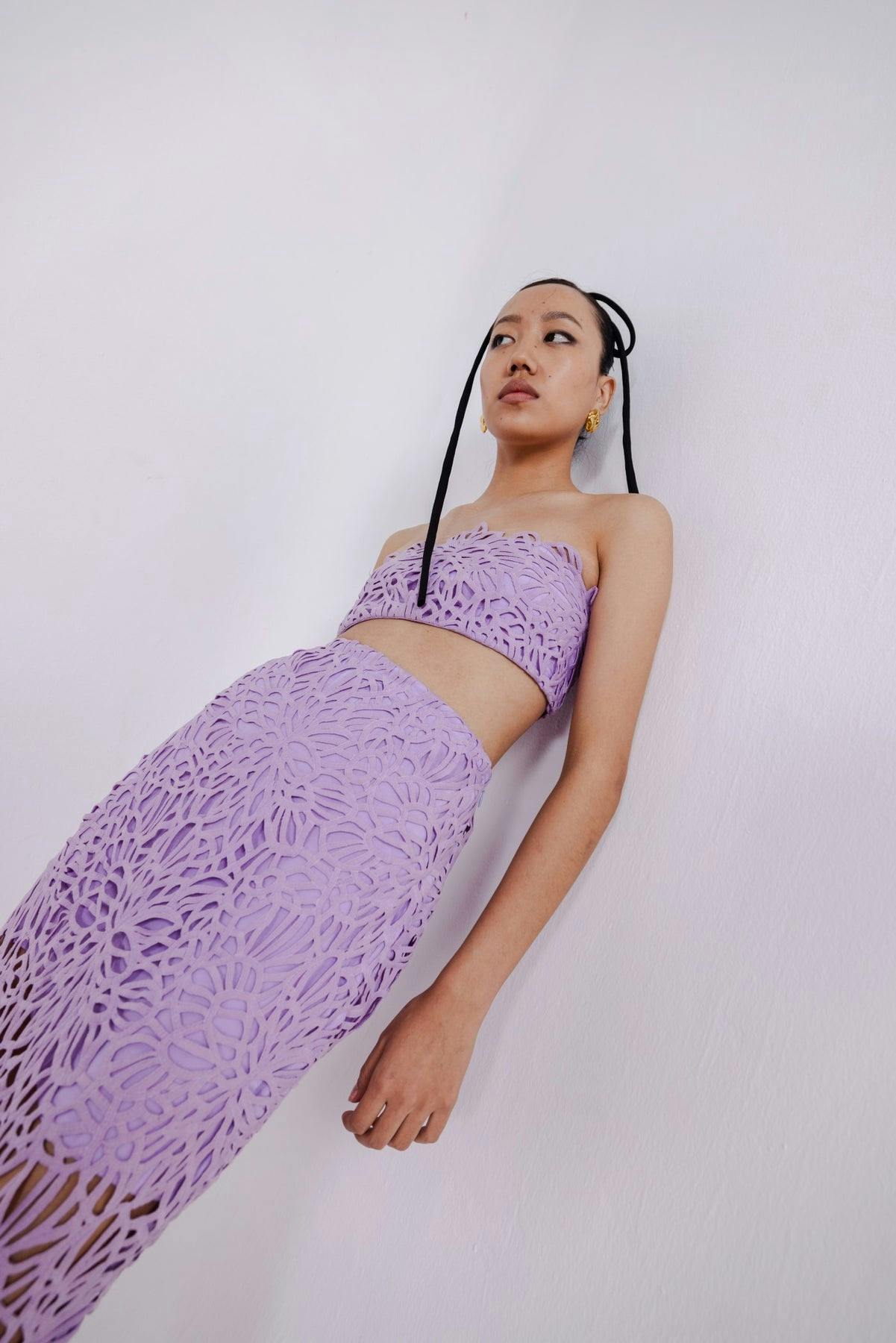 Thumbnail preview #2 for PETRA LILAC TUBE BANDEAU & PENCIL FIT LONG SKIRT