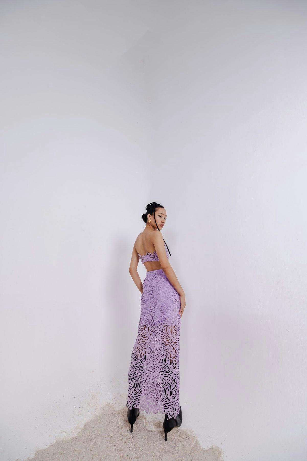 Thumbnail preview #3 for PETRA LILAC TUBE BANDEAU & PENCIL FIT LONG SKIRT