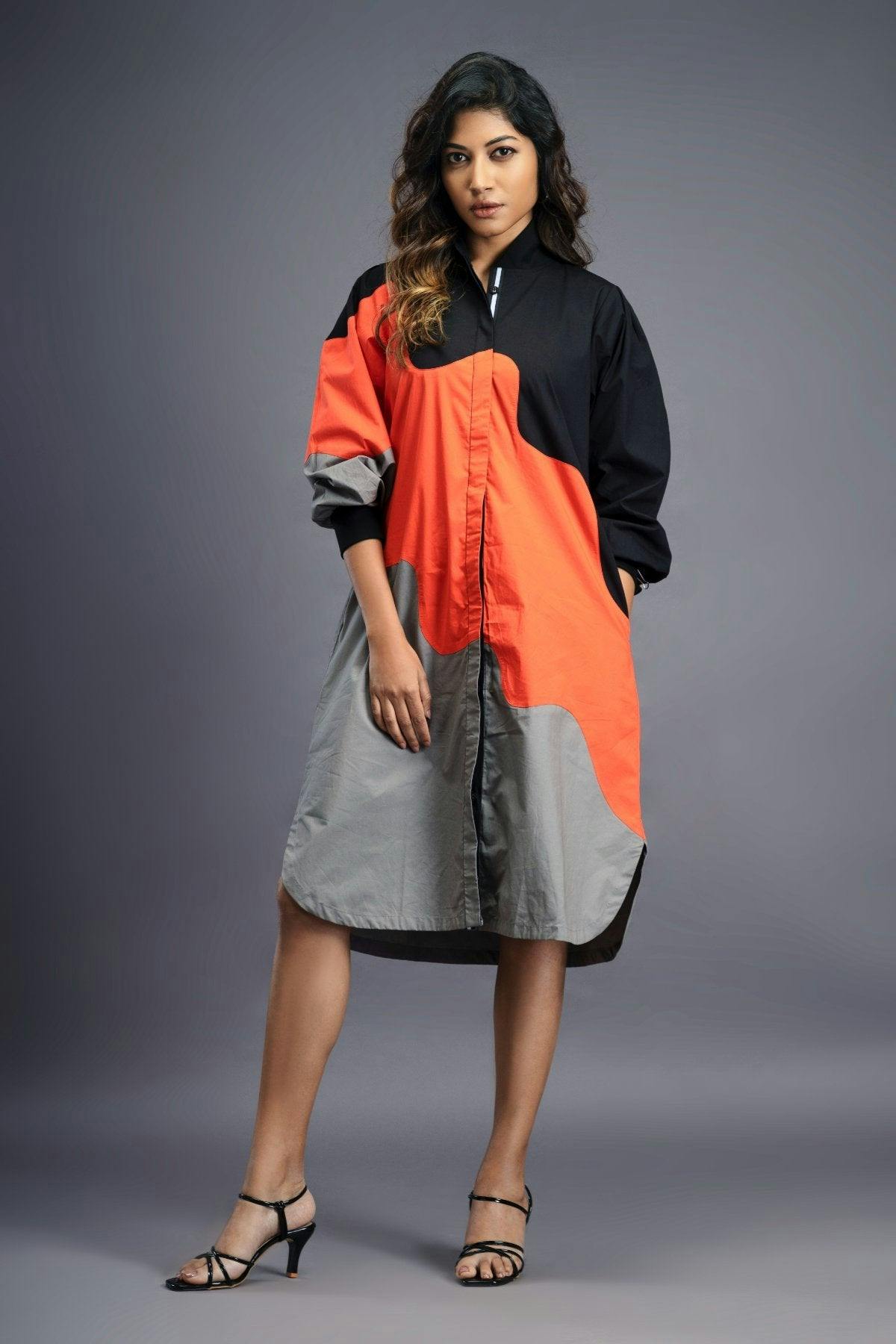 Black Orange Shirt Dress, a product by Deepika Arora