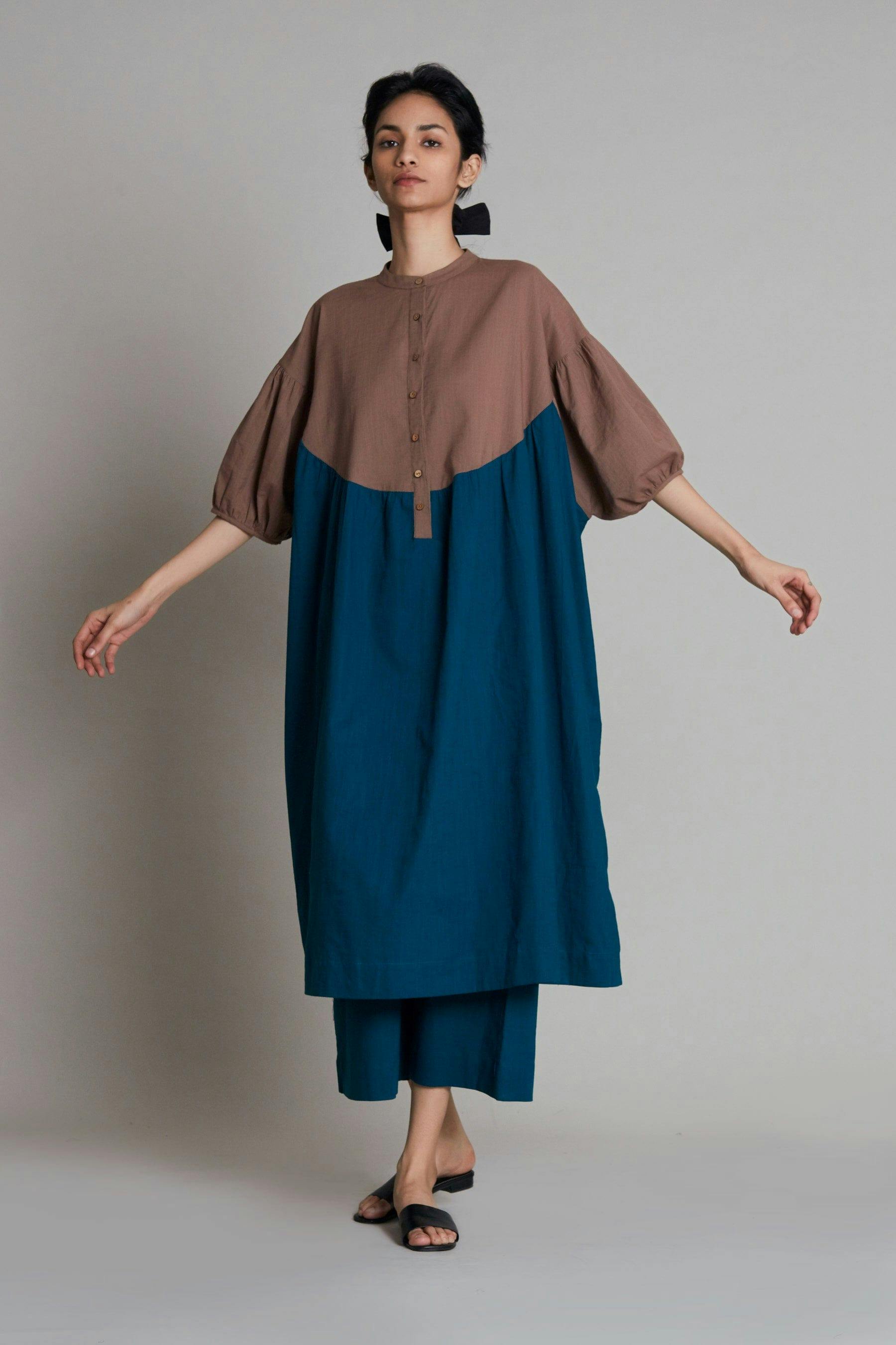Thumbnail preview #1 for Beige & Teal Blue CB Acra Tunic Set