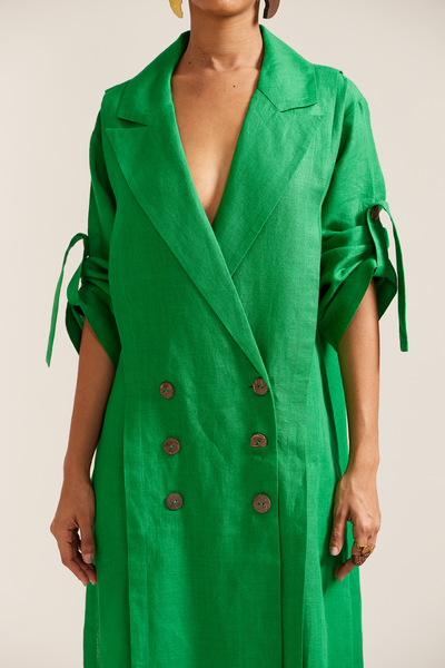 Thumbnail preview #1 for Green Linen Maxi Dress