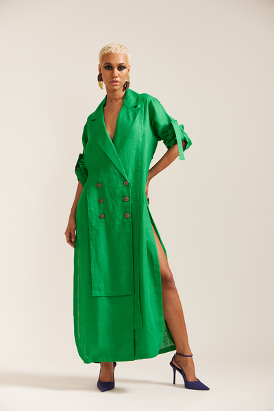 Thumbnail preview #0 for Green Linen Maxi Dress