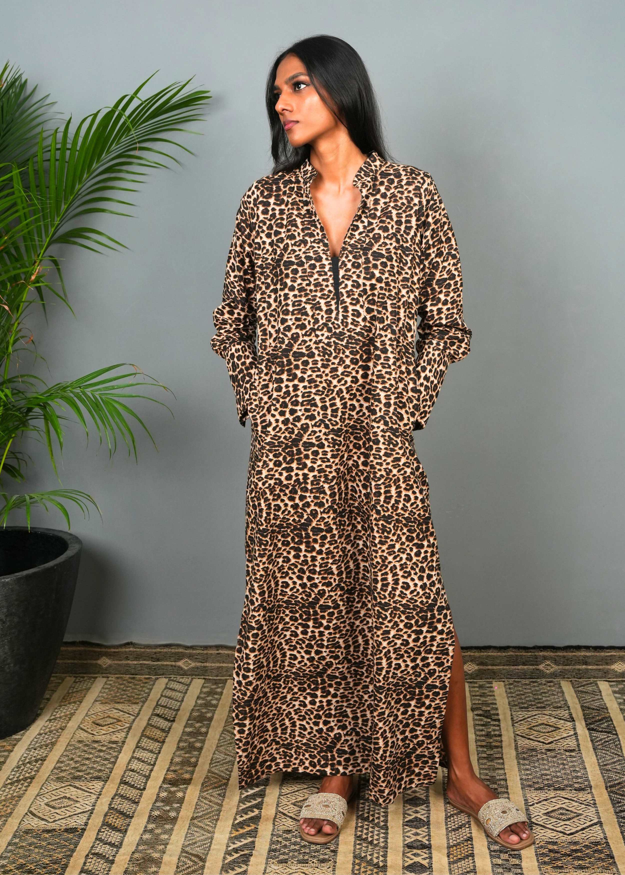 Thumbnail preview #0 for Nikki Lounge Dress - Leopard
