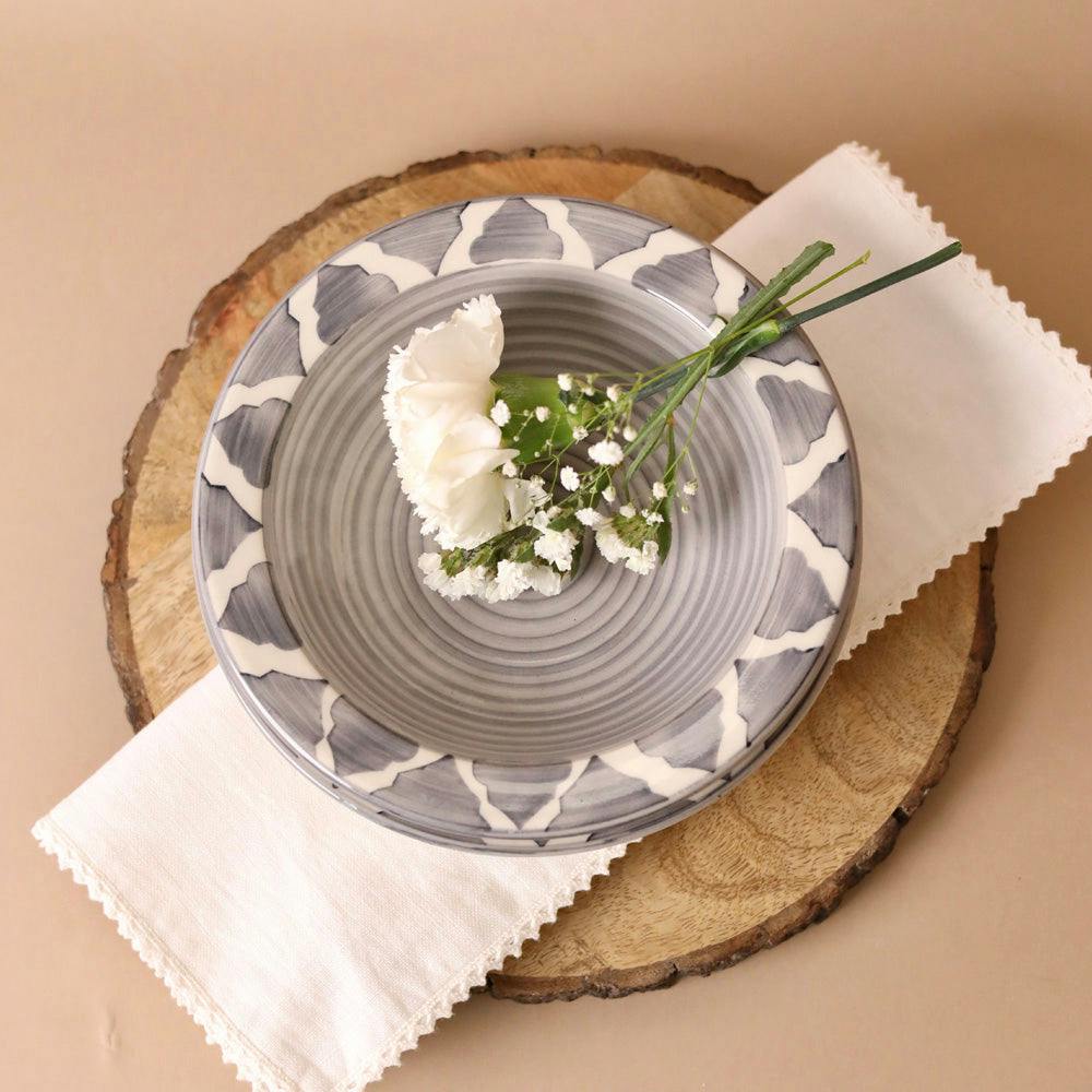 Grey Moroccan Pasta Plate Small, a product by Olive Home accent