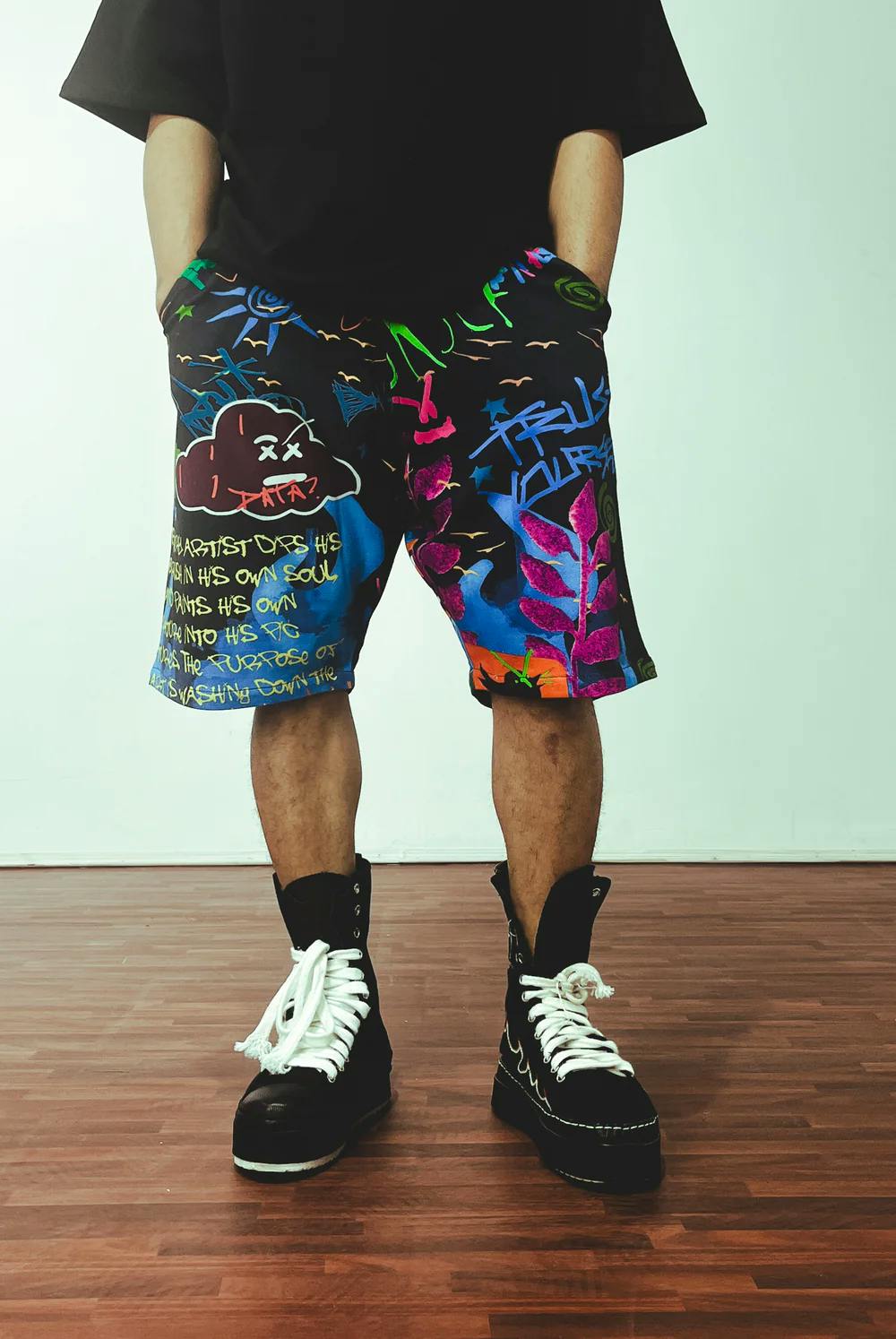 Graffiti Black Shorts, a product by TOFFLE