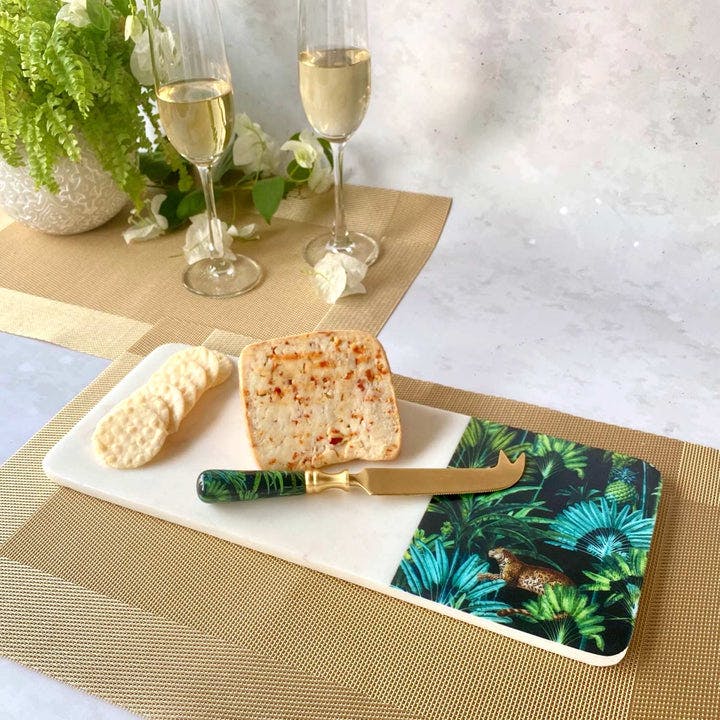 Marble Cheese Board With Cheese Knife - Amazonia Night, a product by Faaya Gifting